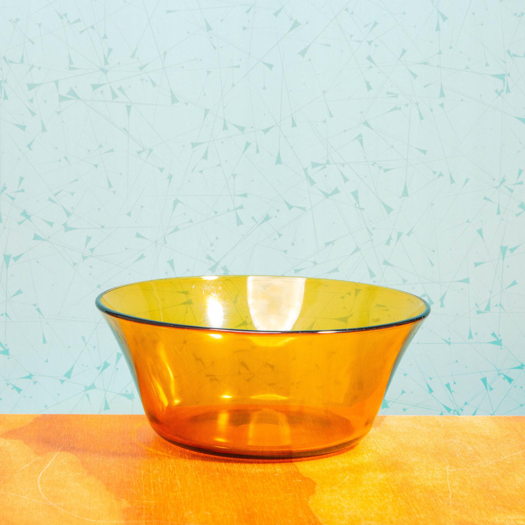 Vintage Duralex France 8 Inch Amber Glass Bowl | Mid Century Bakeware