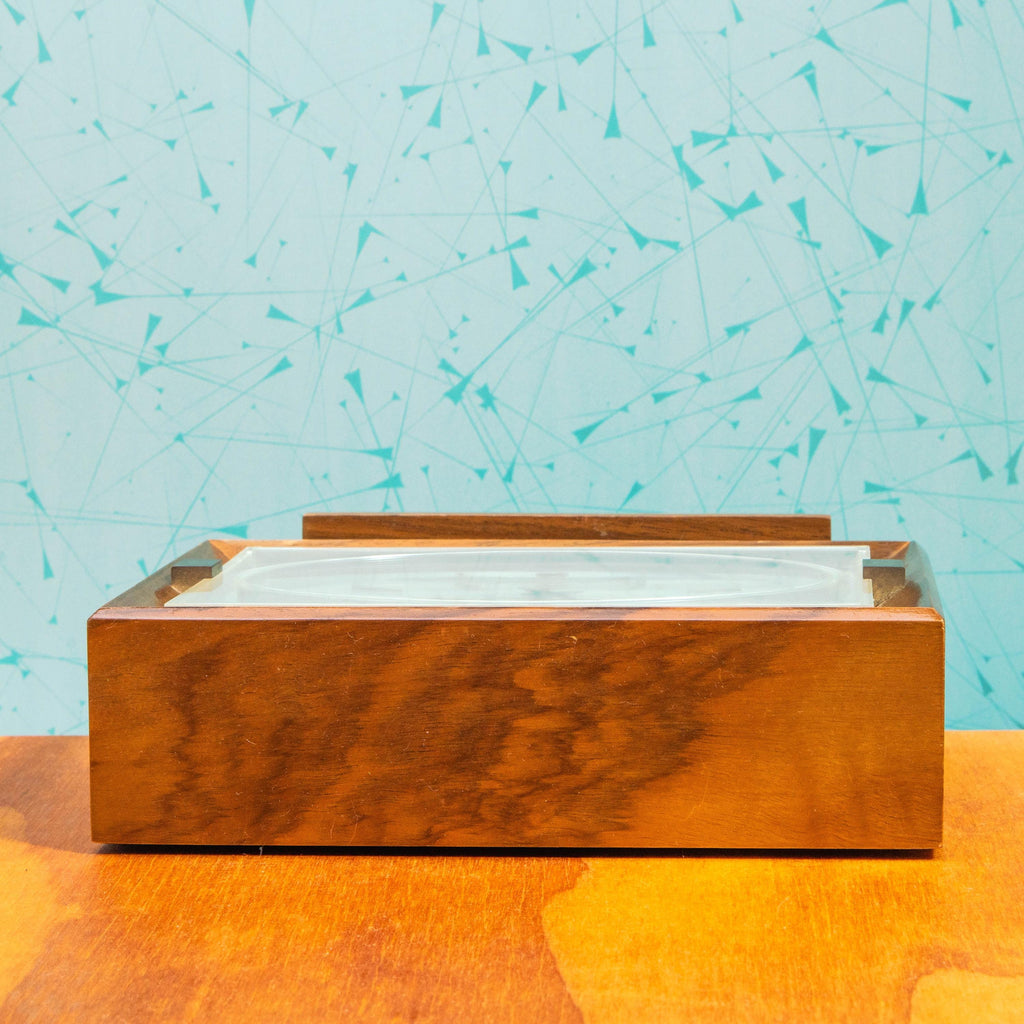 Vintage Phinney-Walker Wooden Desktop Clock with Brass Accents | Mid Century MCM