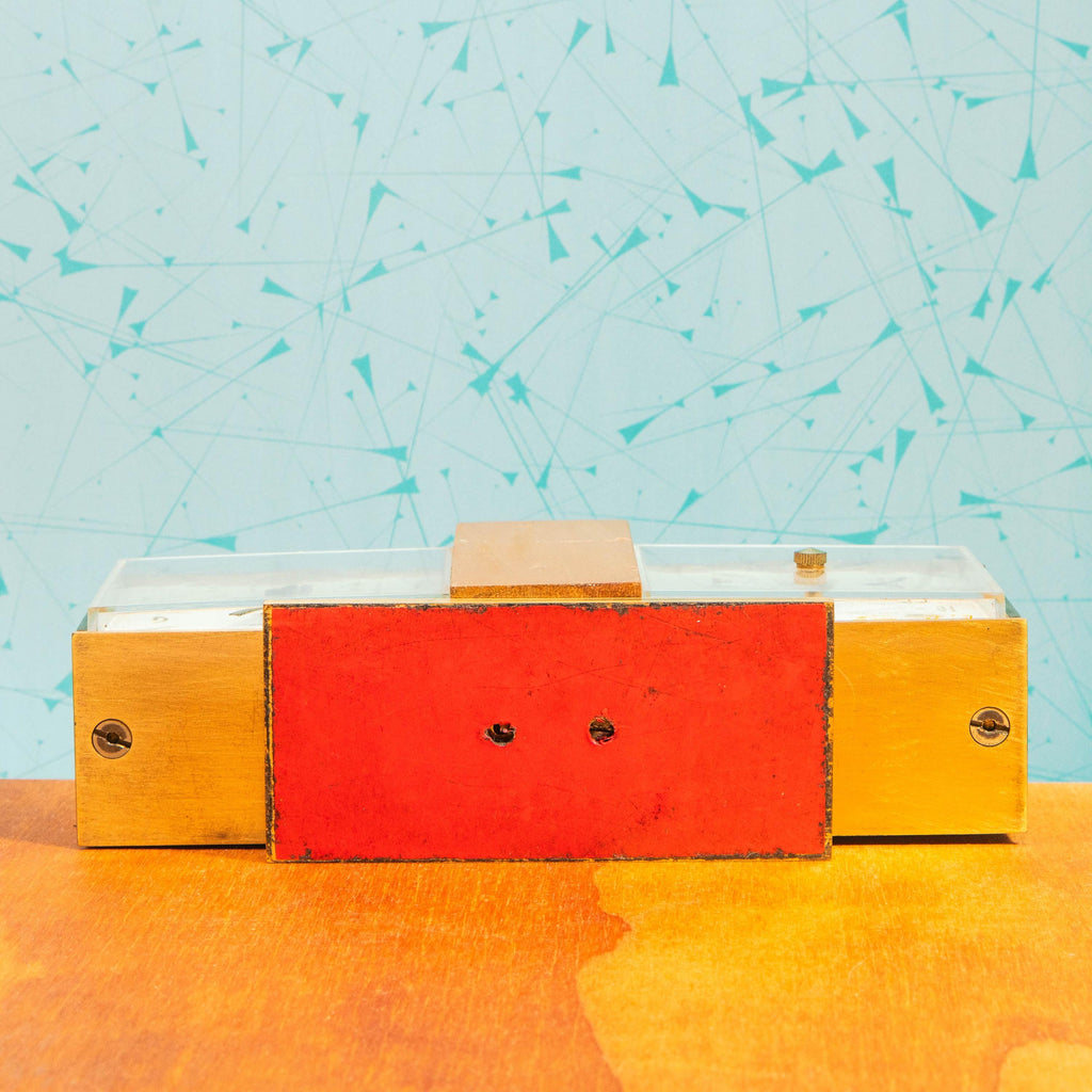 Vintage Phinney-Walker Brass and Wood Desktop Dual Clock and Barometer | Mid Century MCM