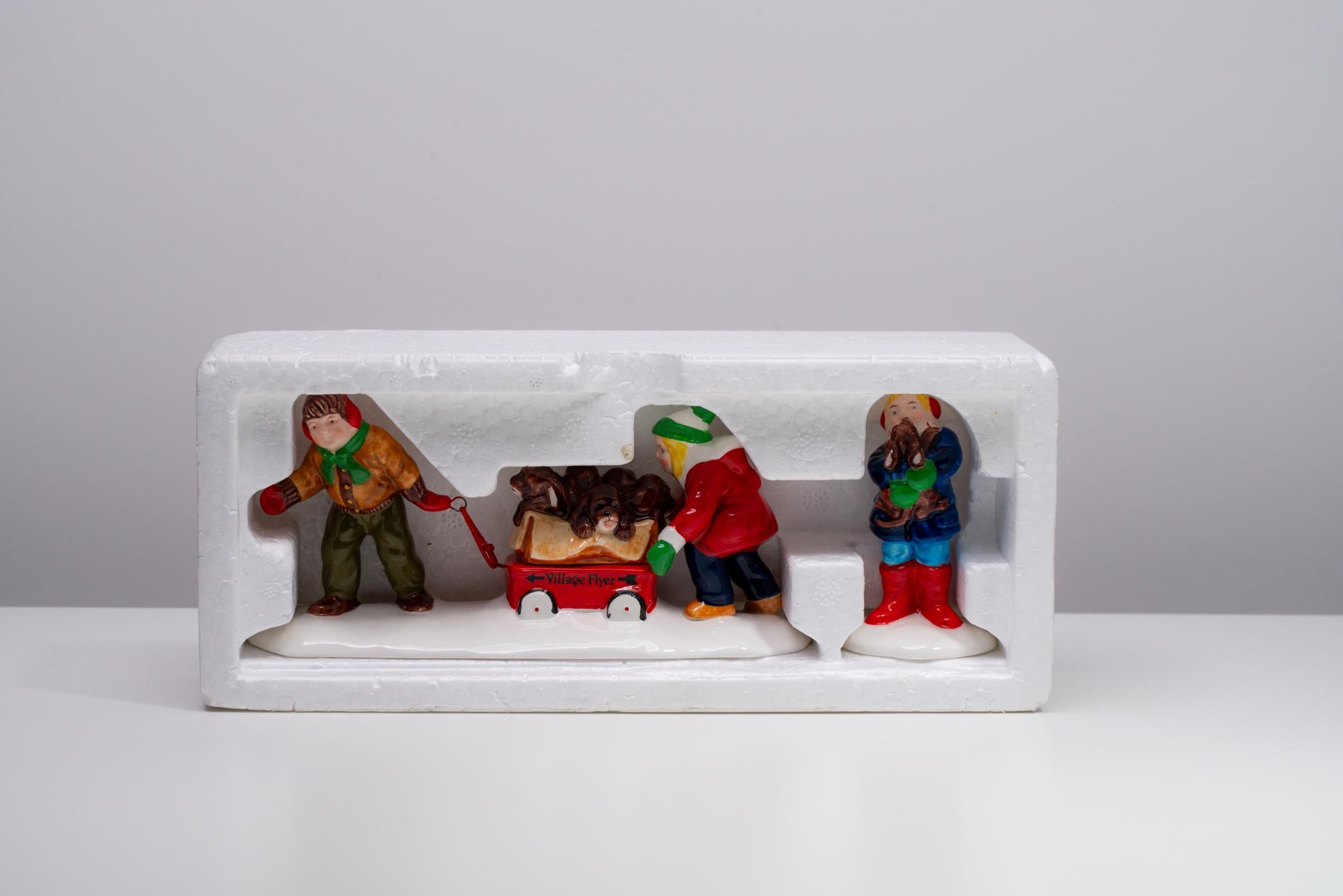 Vintage Department 56 Snow Village Accessory - Christmas Puppies | Christmas Decoration