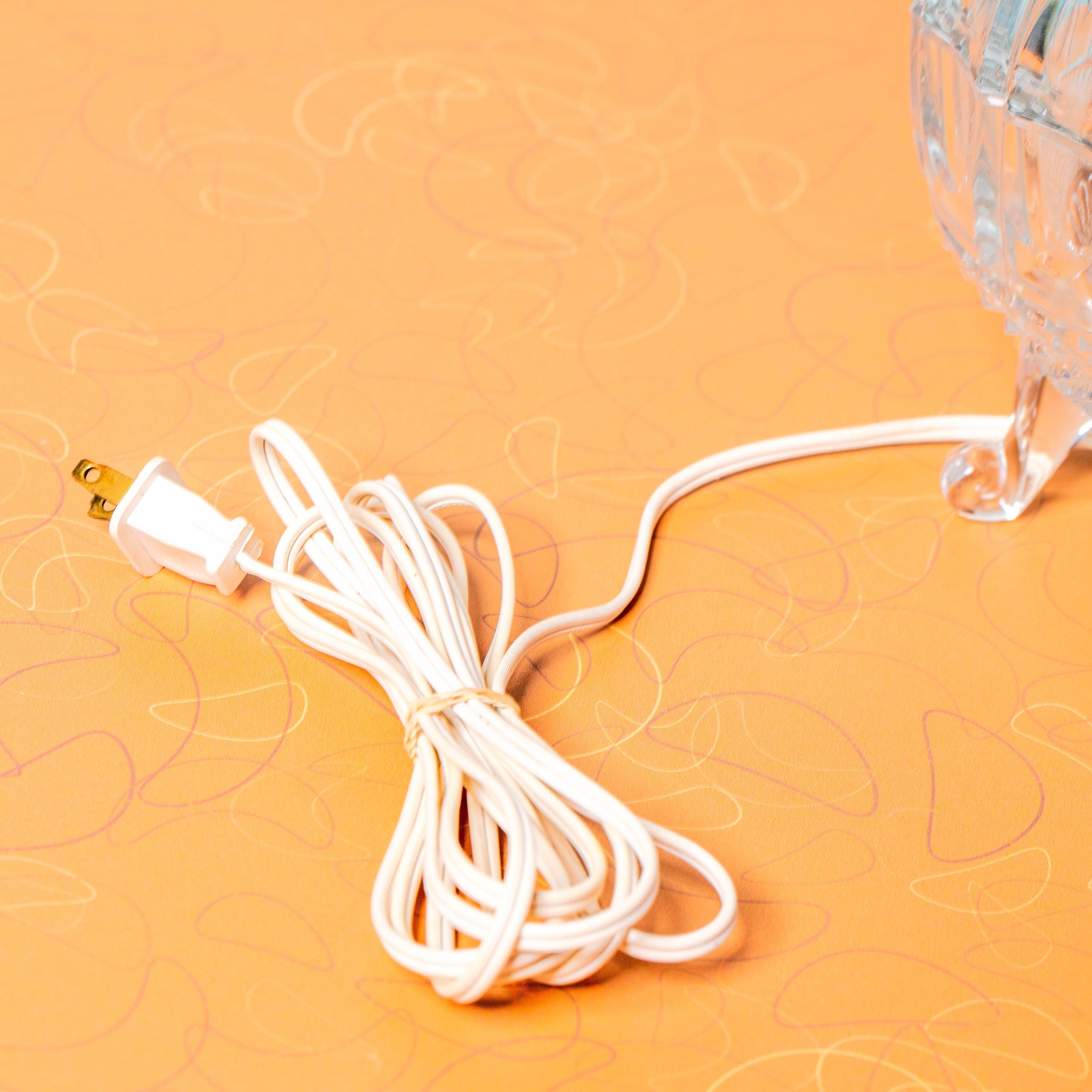 Vintage Crystal 3-Legged Lamp Brass and Glass with Harp and Finial | Mid Century