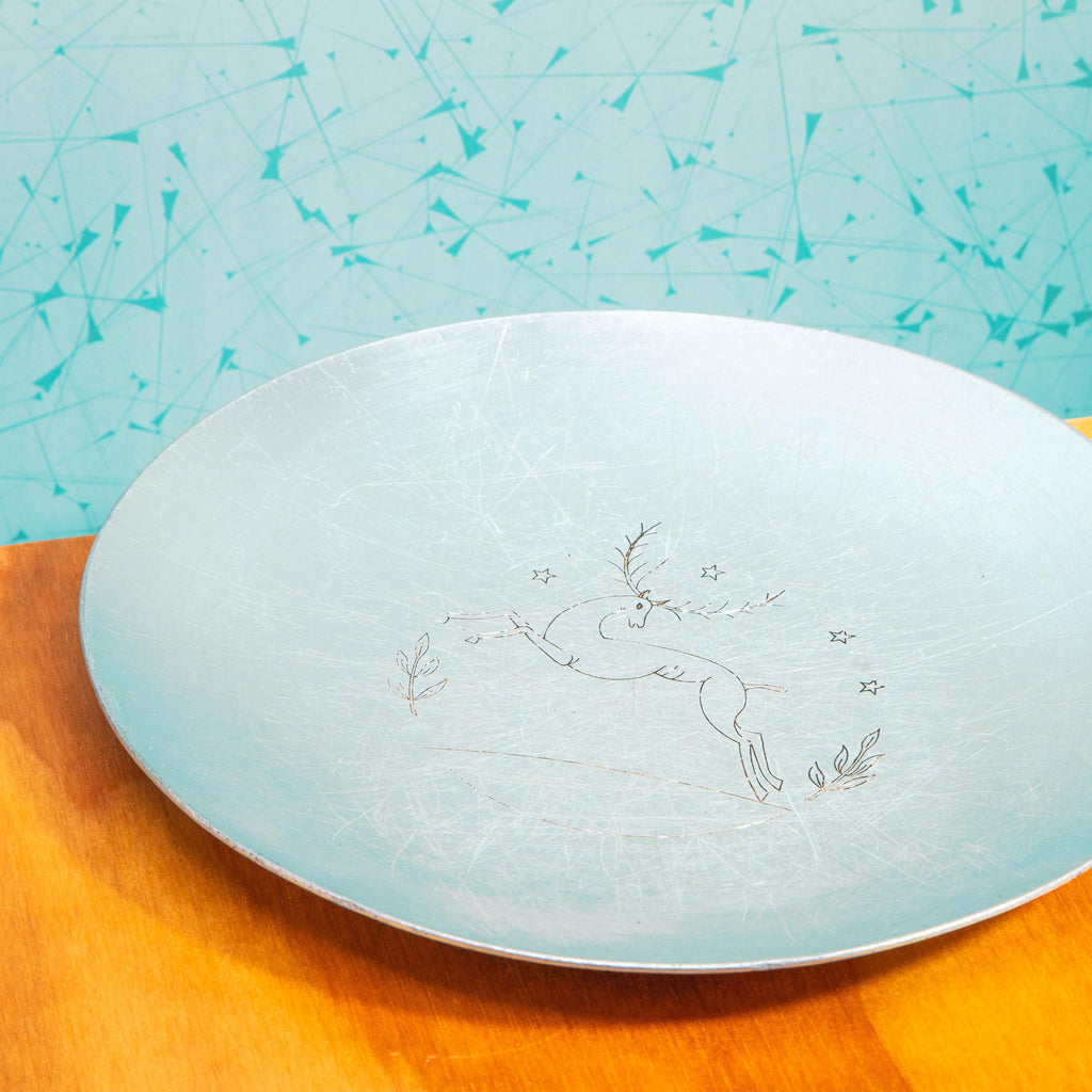 Vintage Pewter Kensington Deer Plate | Mid Century Kitchenware