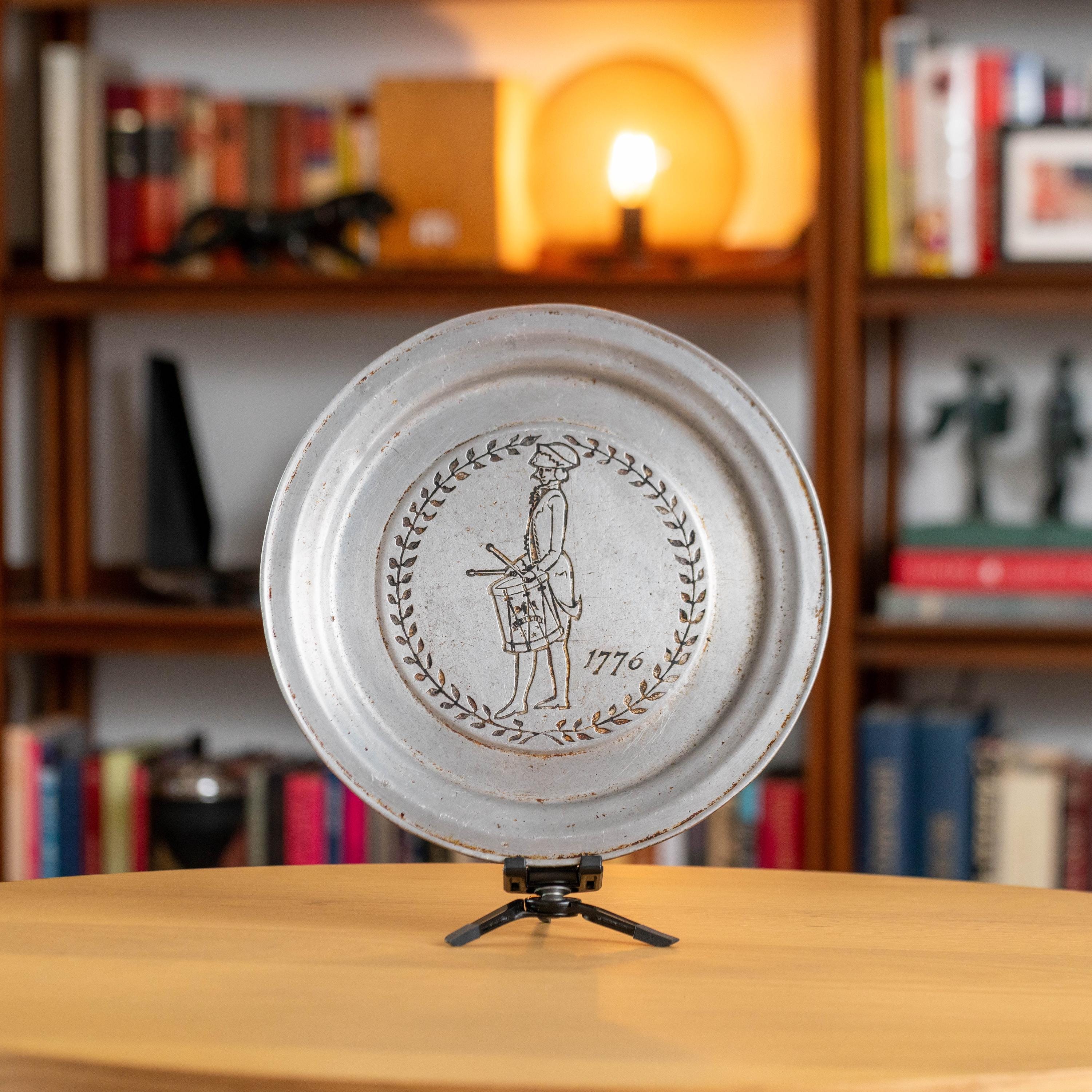 Vintage Pewter 1776 RWP Wilton Colombia Plate | Mid Century Kitchenware