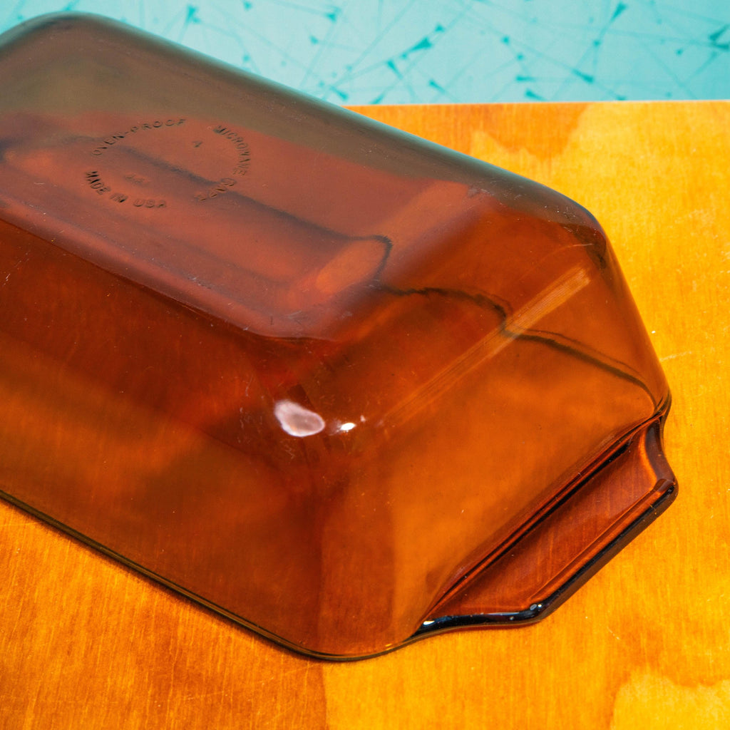 Vintage Anchor Hocking Fire King 441 Amber Glass Bread Baking Dish | Mid Century Bakeware