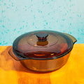 Vintage Anchor Hocking Fire King 436 1-Quart Amber Glass Baking Dish with Lid | Mid Century Bakeware