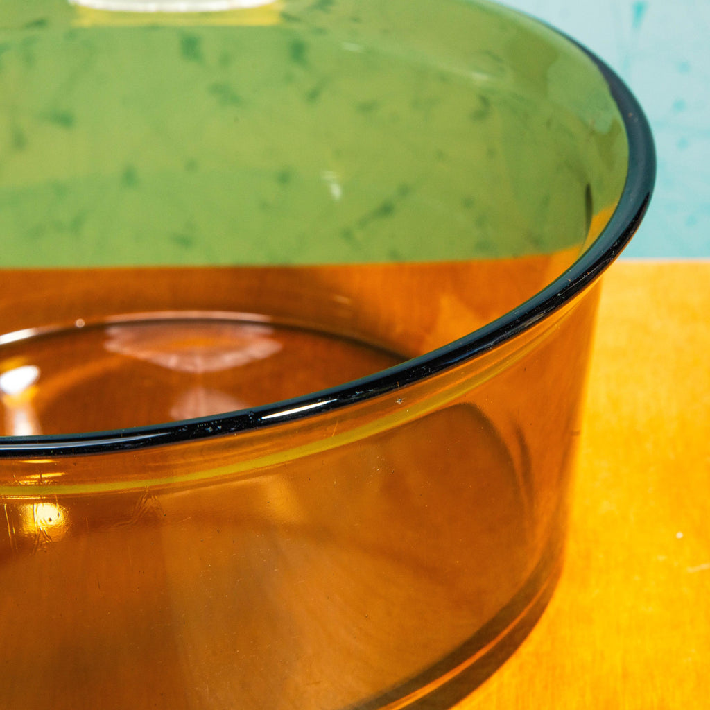 Vintage Arcopal France 8.5 Inch Amber Glass Bowl | Mid Century Bakeware