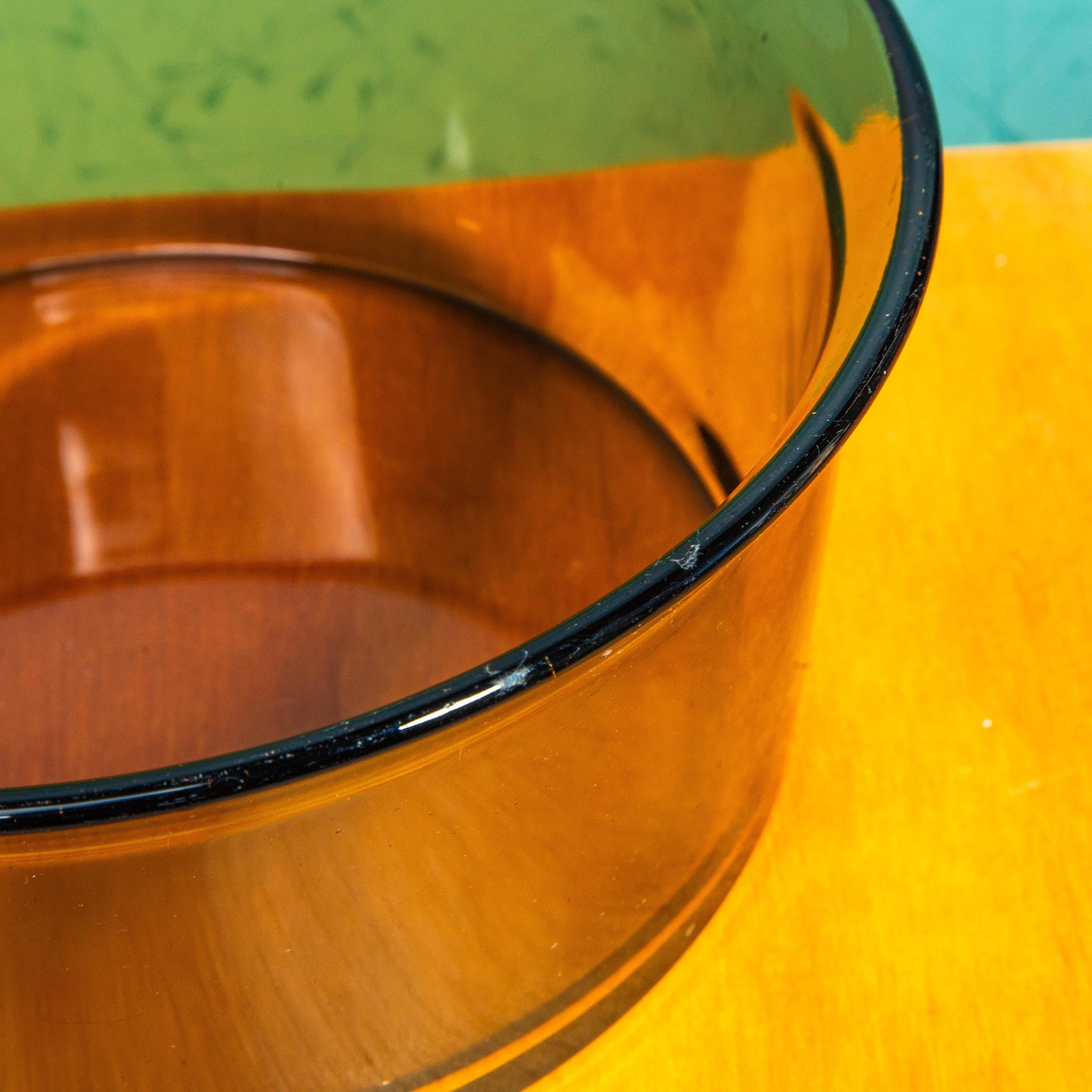 Vintage Arcopal France 8.5 Inch Amber Glass Bowl | Mid Century Bakeware