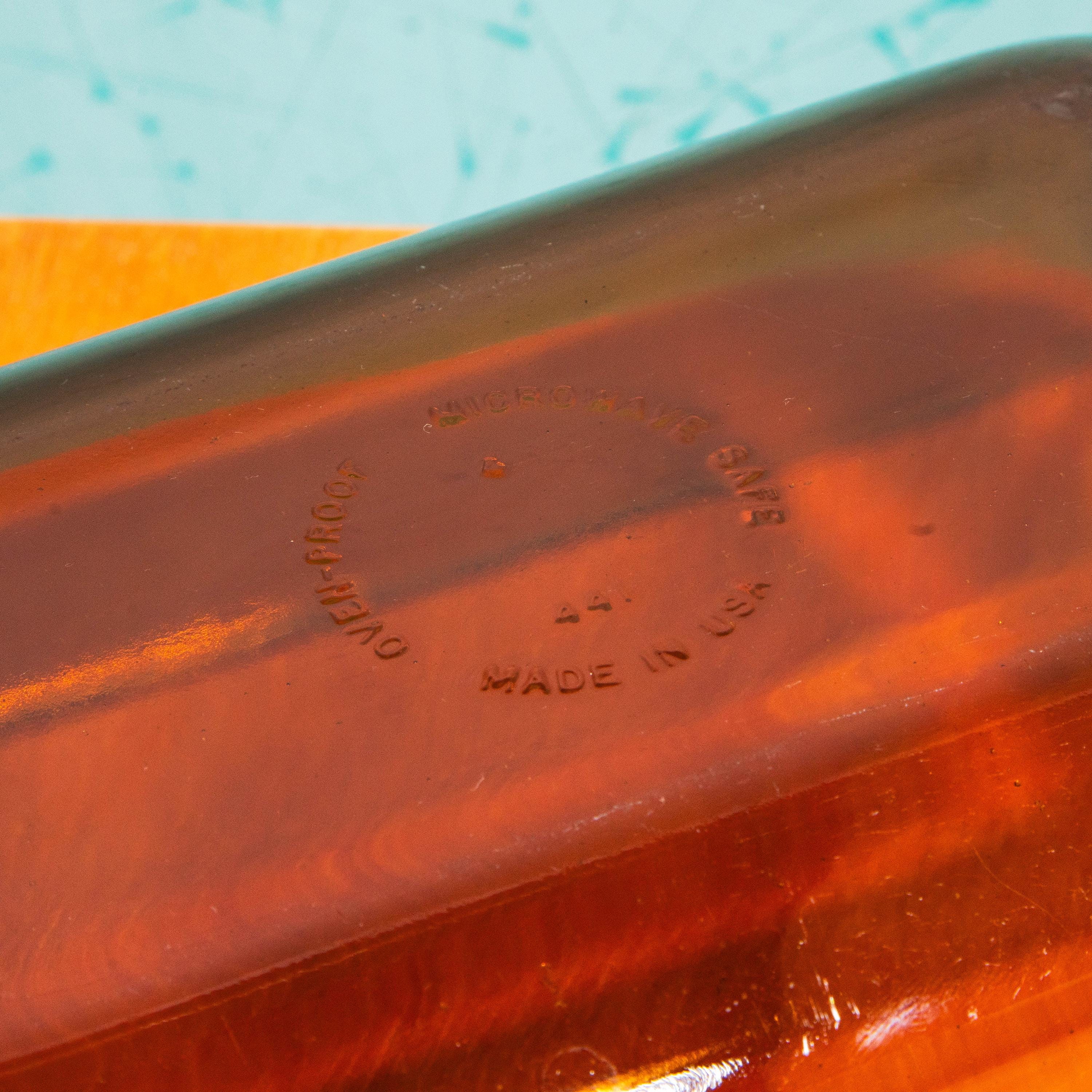 Vintage Anchor Hocking Fire King 441 Amber Glass Bread Baking Dish | Mid Century Bakeware
