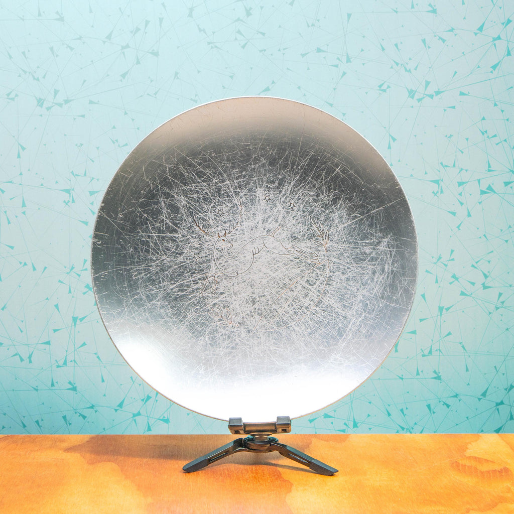 Vintage Pewter Kensington Deer Plate | Mid Century Kitchenware