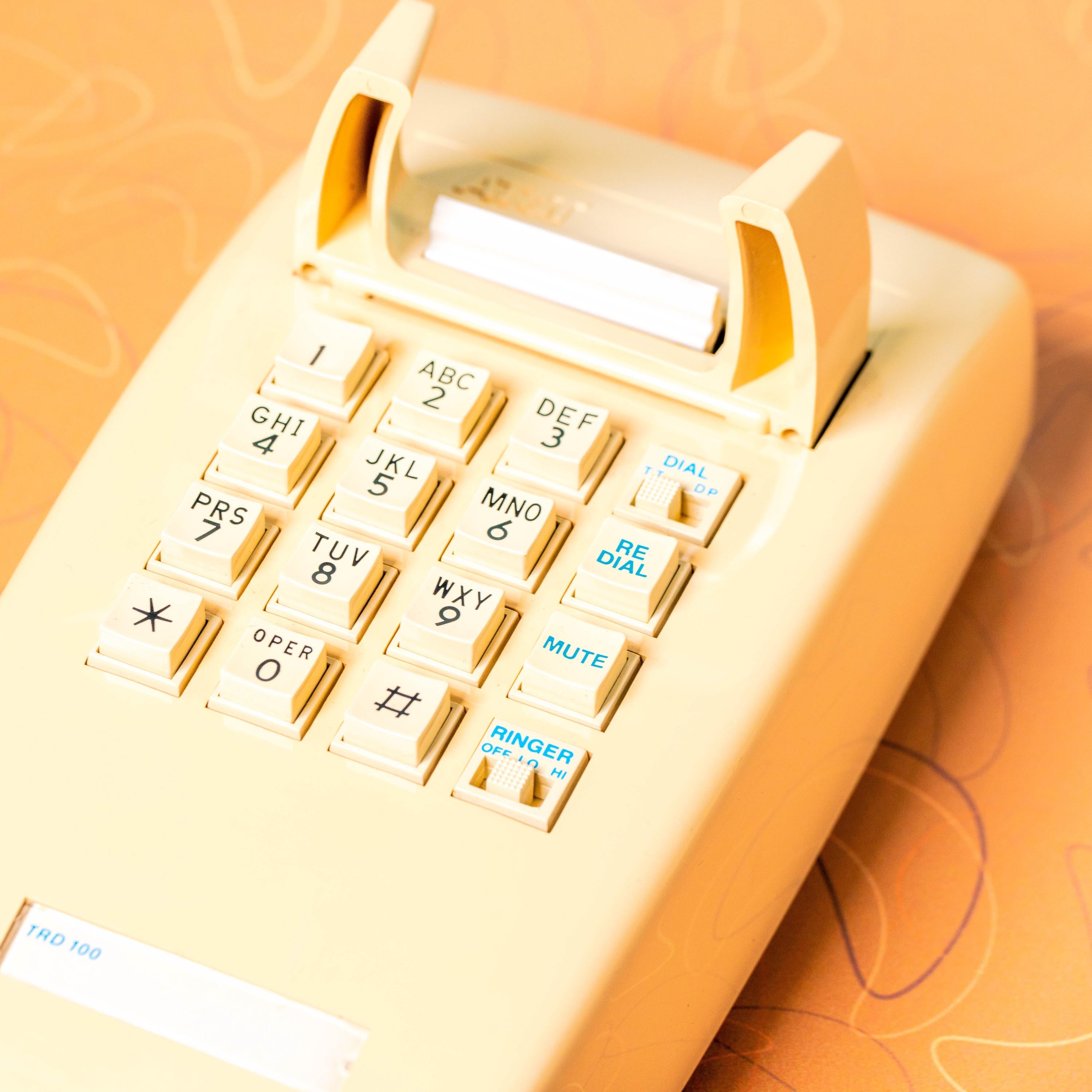 Vintage AT&T TRD 100 Beige Wall Phone | Mid Century Electronics