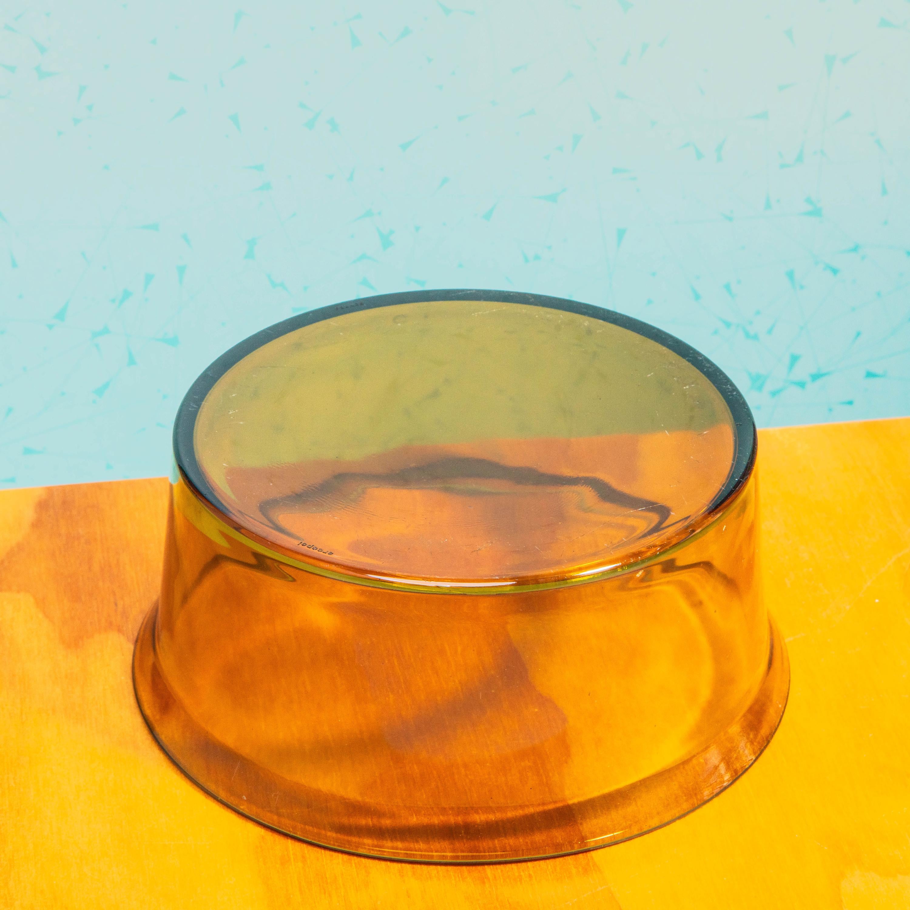 Vintage Arcopal France 8.5 Inch Amber Glass Bowl | Mid Century Bakeware