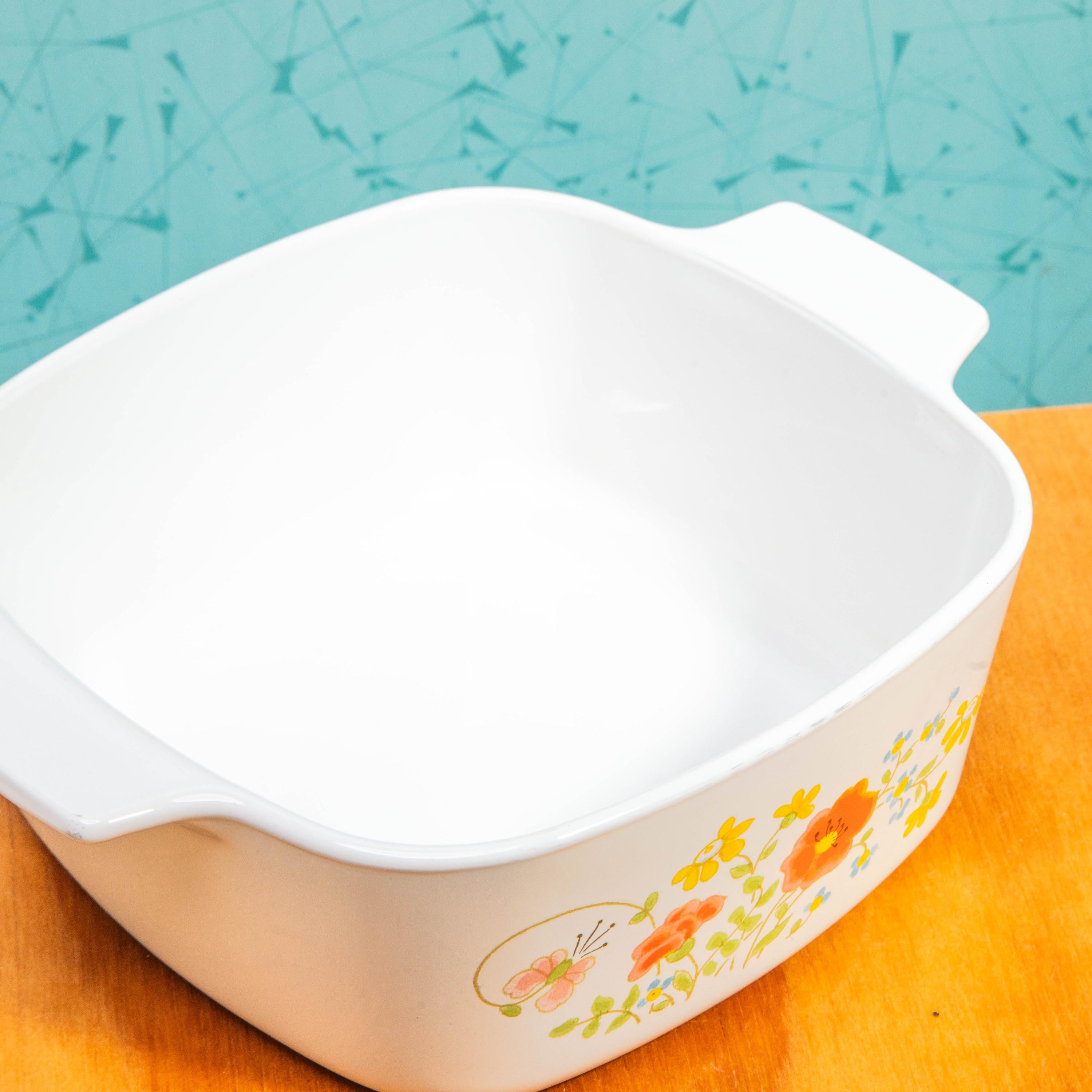 Vintage Corning Ware Wild Flower A-1 1/2-B 1.5 Quart Baking Dish with P-7-C Lid | Mid Century Bakeware
