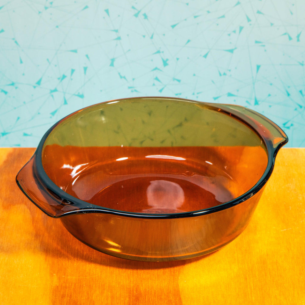 Vintage Anchor Hocking Fire King 436 1-Quart Amber Glass Baking Dish with Lid | Mid Century Bakeware