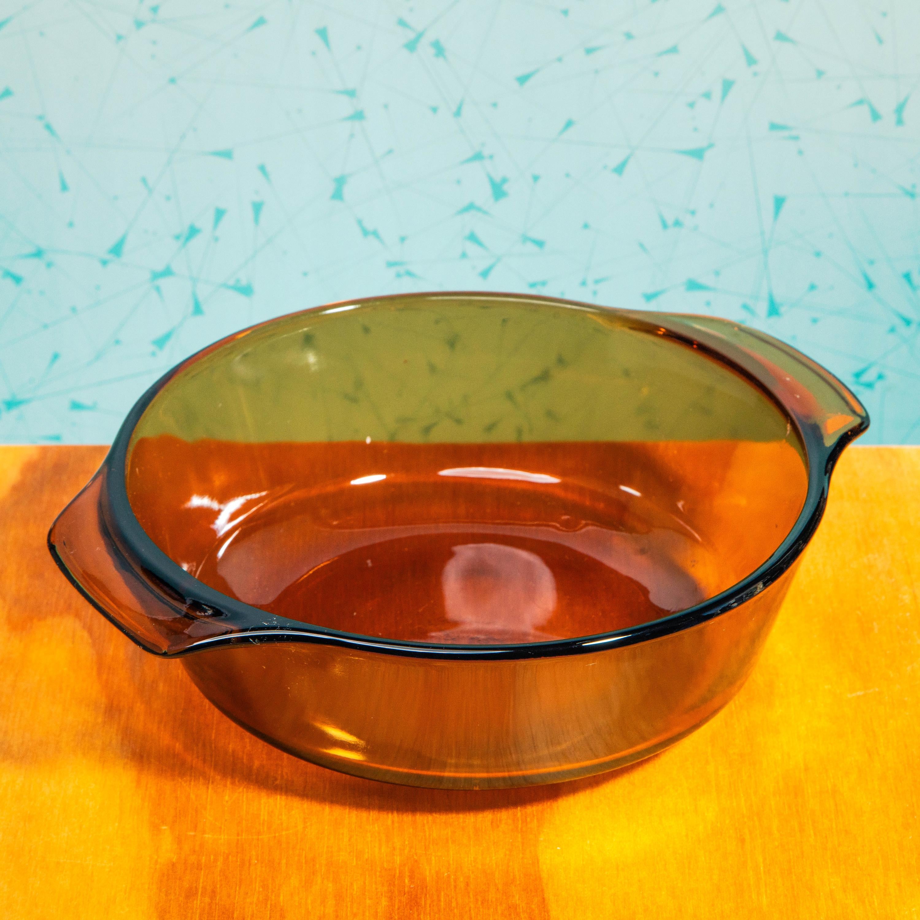 Vintage Anchor Hocking Fire King 436 1-Quart Amber Glass Baking Dish with Lid | Mid Century Bakeware