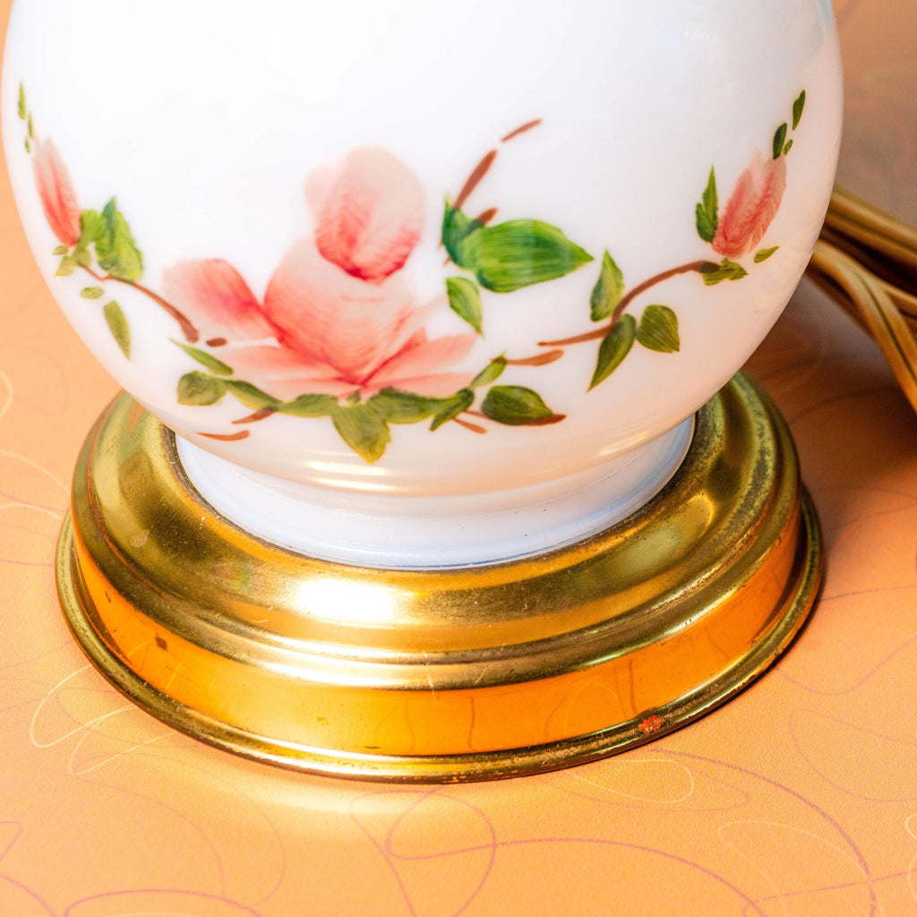 Vintage Gone With the Wind Style Hand-painted 2-Bulb Hurricane Lamp l | Mid Century