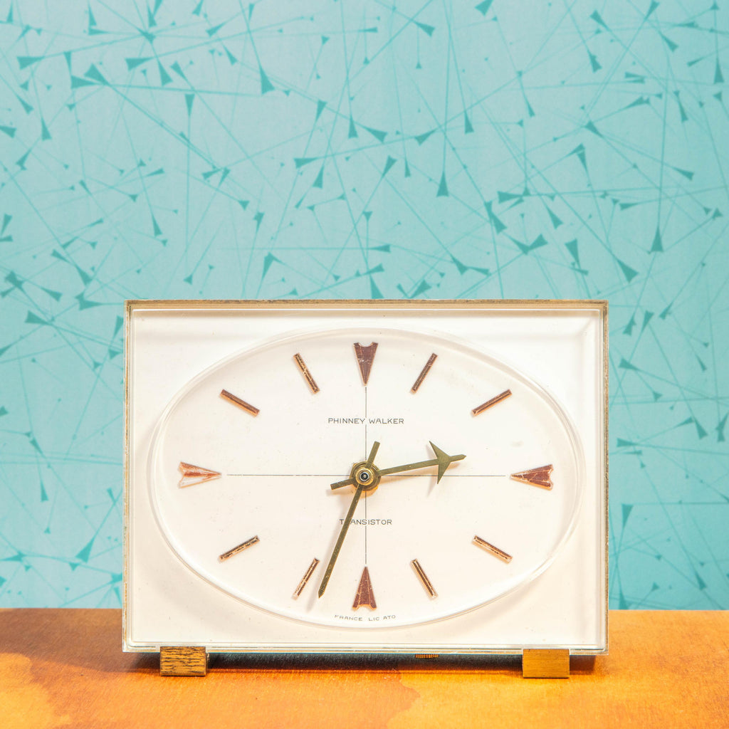 Vintage Phinney-Walker Brass Desktop Clock | Mid Century MCM