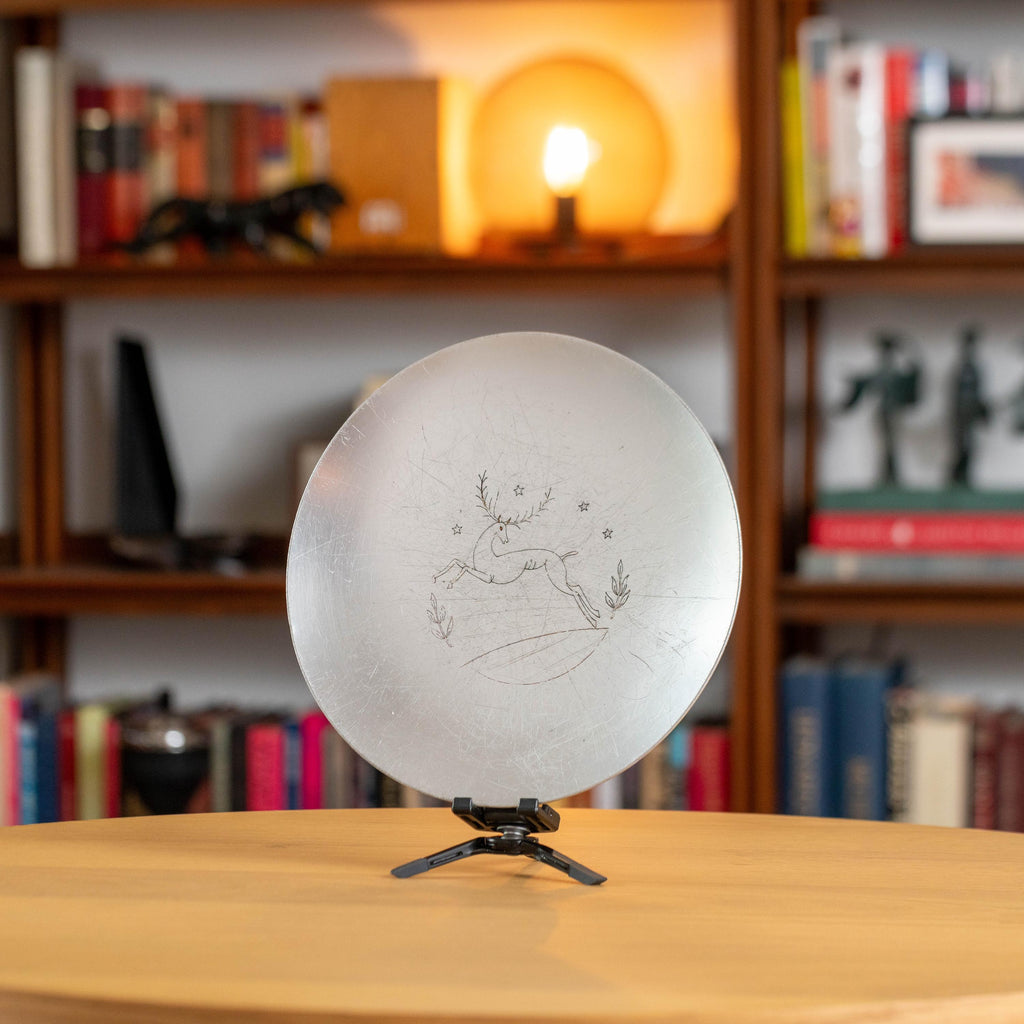 Vintage Pewter Kensington Deer Plate | Mid Century Kitchenware