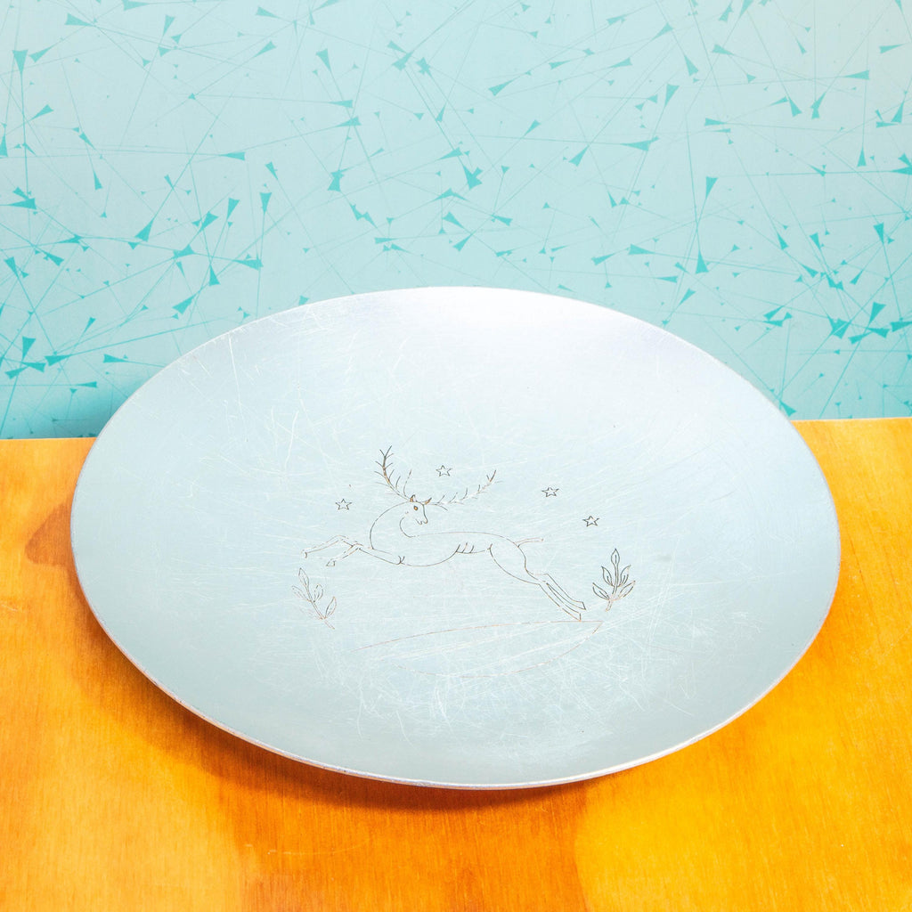 Vintage Pewter Kensington Deer Plate | Mid Century Kitchenware