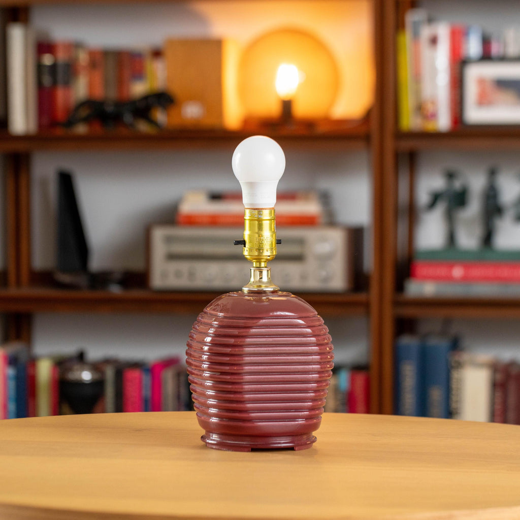 Vintage Red Beehive Desk Table Nightstand Lamp | Mid Century