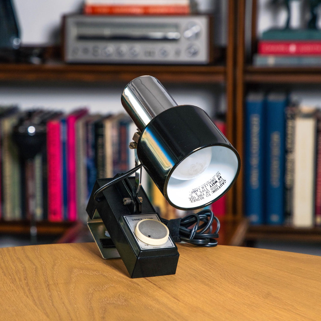 Vintage Adjustable Black and Chrome Clamping Desk Task Art Reading Lamp l | Mid Century