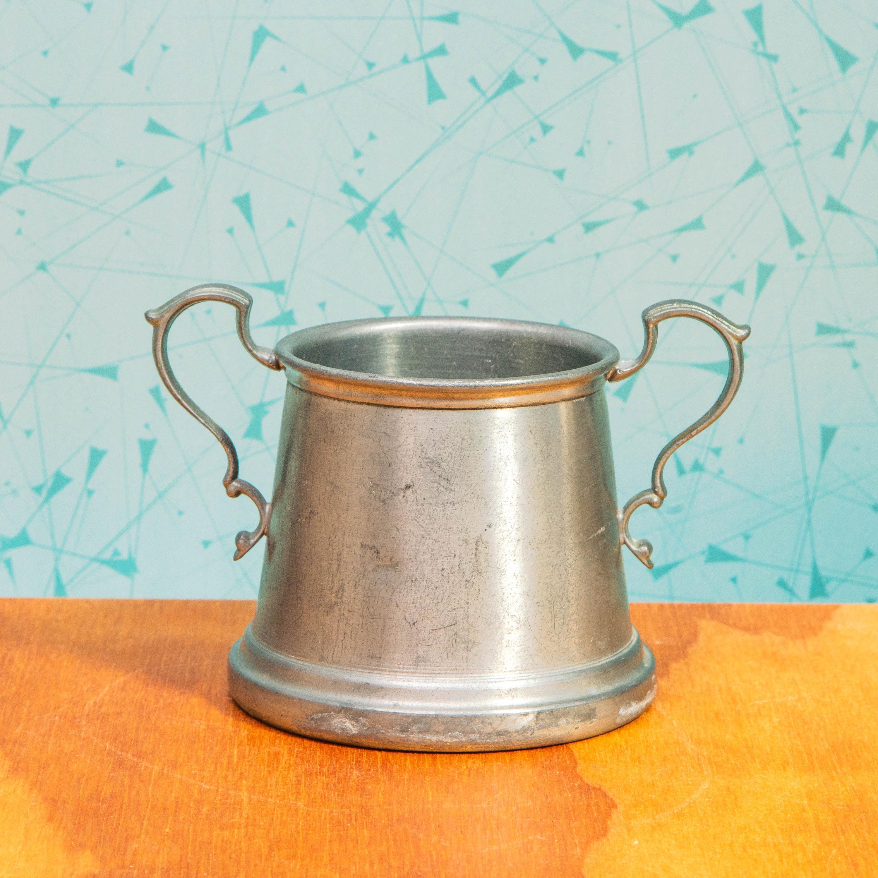 Vintage Set of American Pewter Colonial Silver Company 282-0-3 Sugar and 282-0-4 Creamer Containers