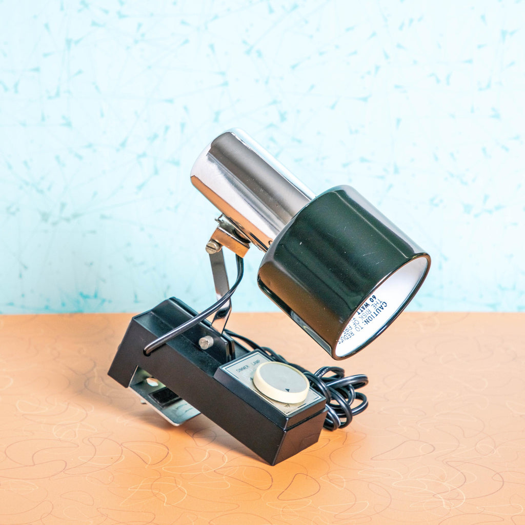 Vintage Adjustable Black and Chrome Clamping Desk Task Art Reading Lamp l | Mid Century
