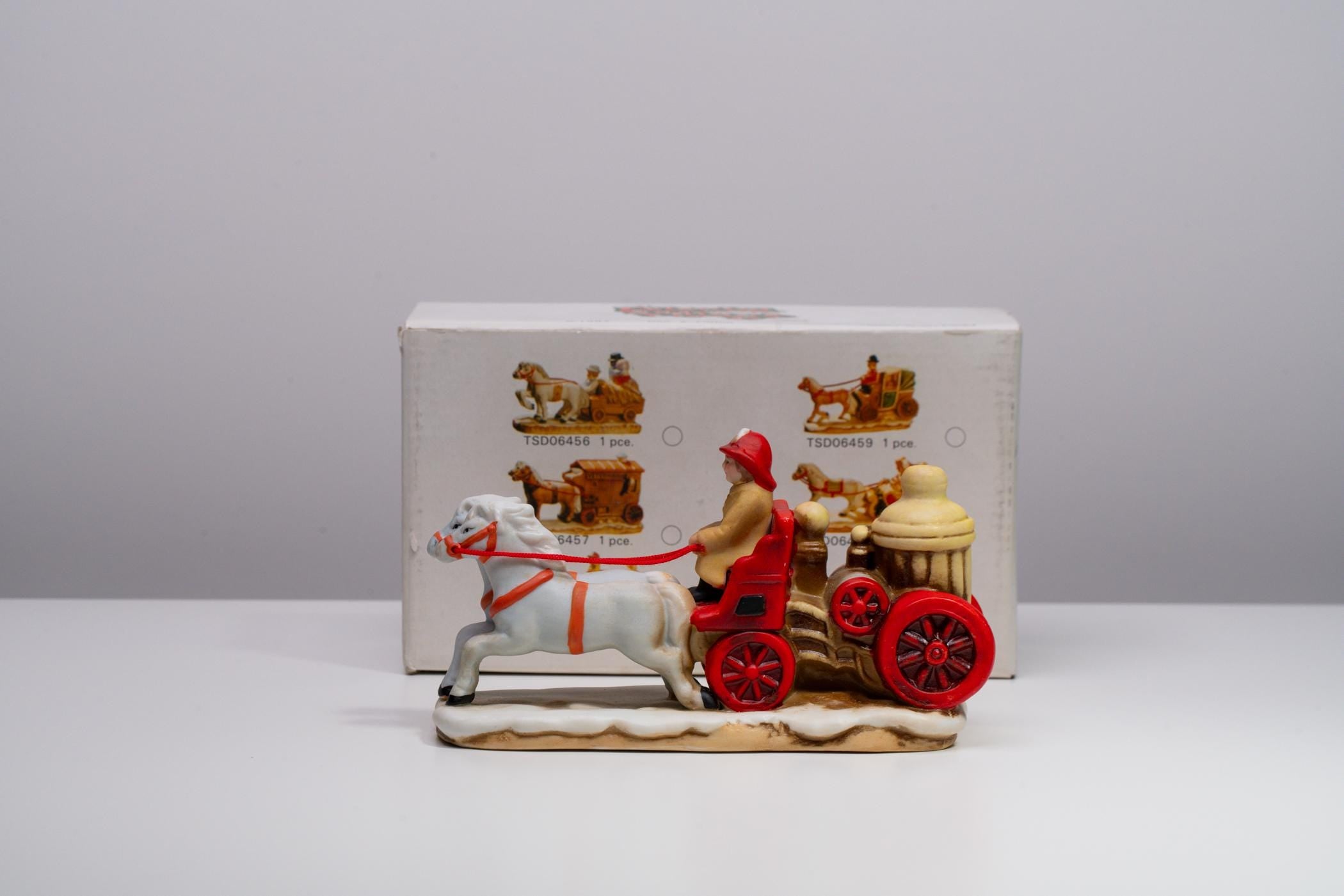 Vintage Lefton Colonial Village Fire Pump Wagon Village Accessory - TSD 06458 | Christmas Decoration