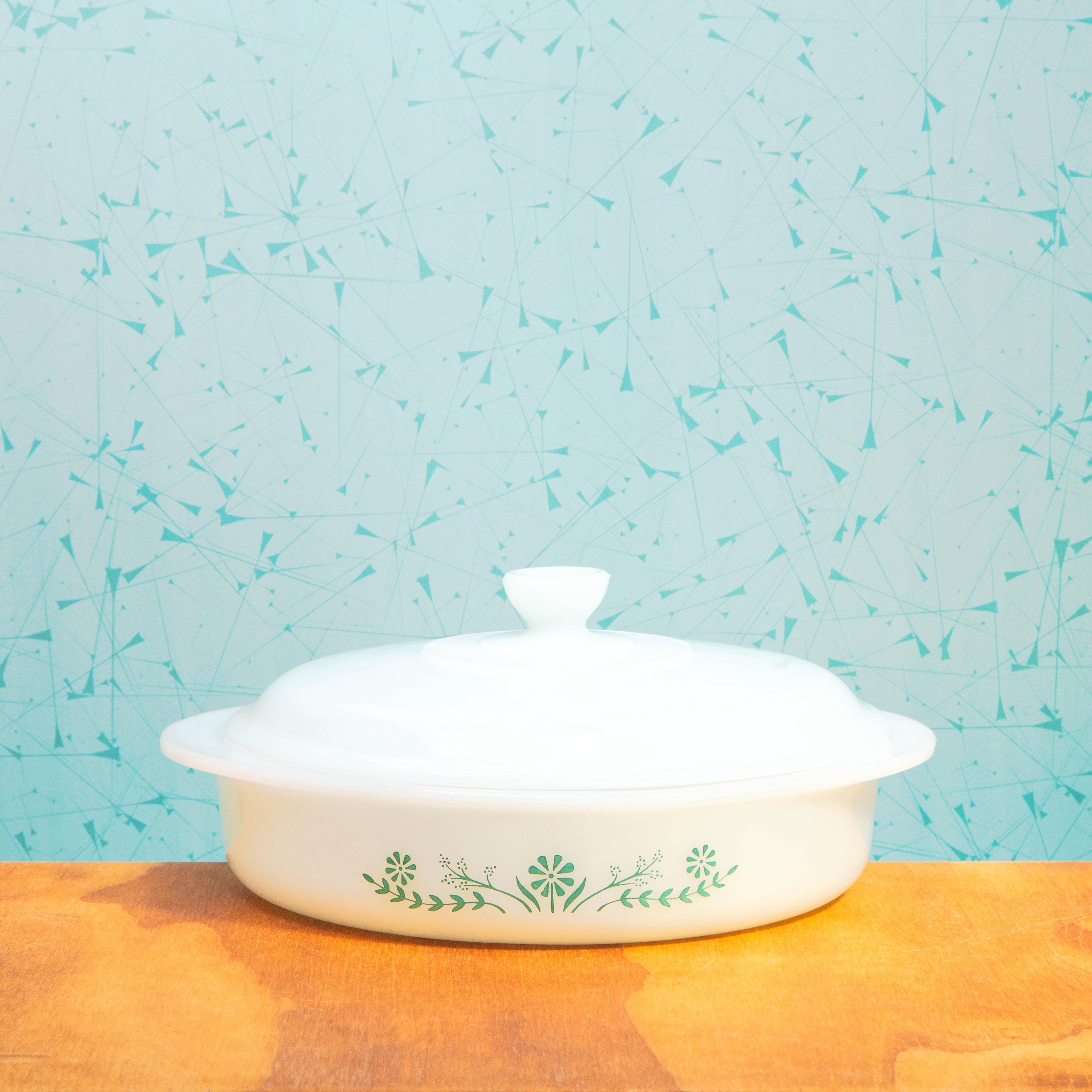 Vintage Glasbake J2429 8 Inch Baking Dish with Lid | Mid Century Bakeware