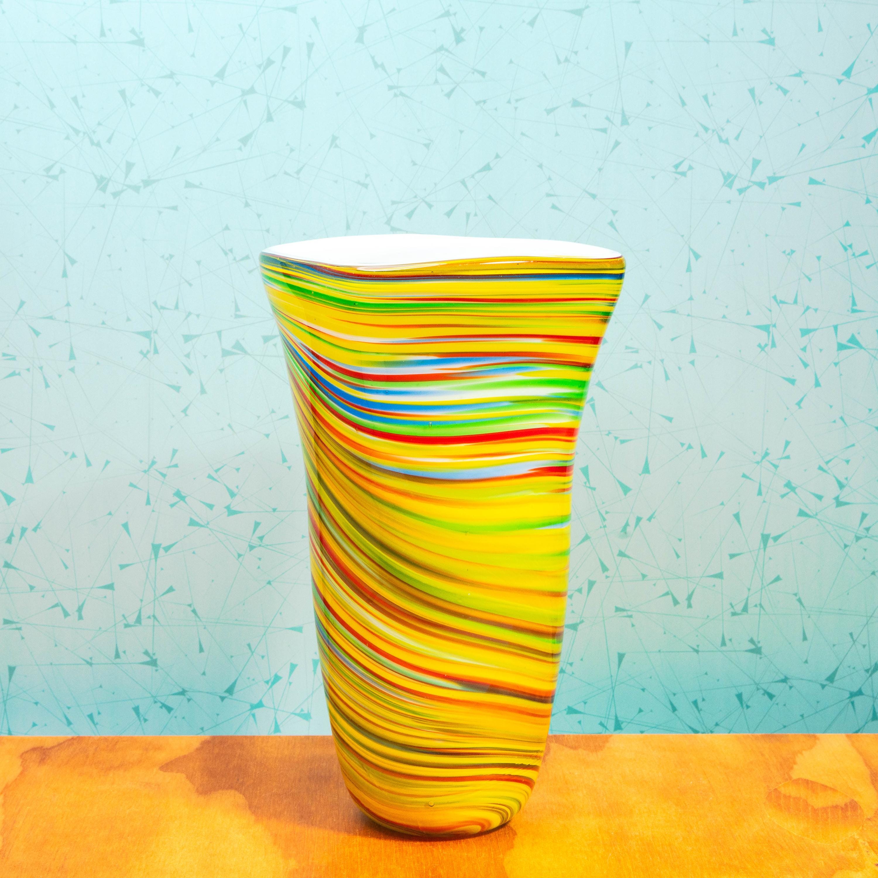 Vintage Handmade Murano Glass Style Vase | Mid Century Decor