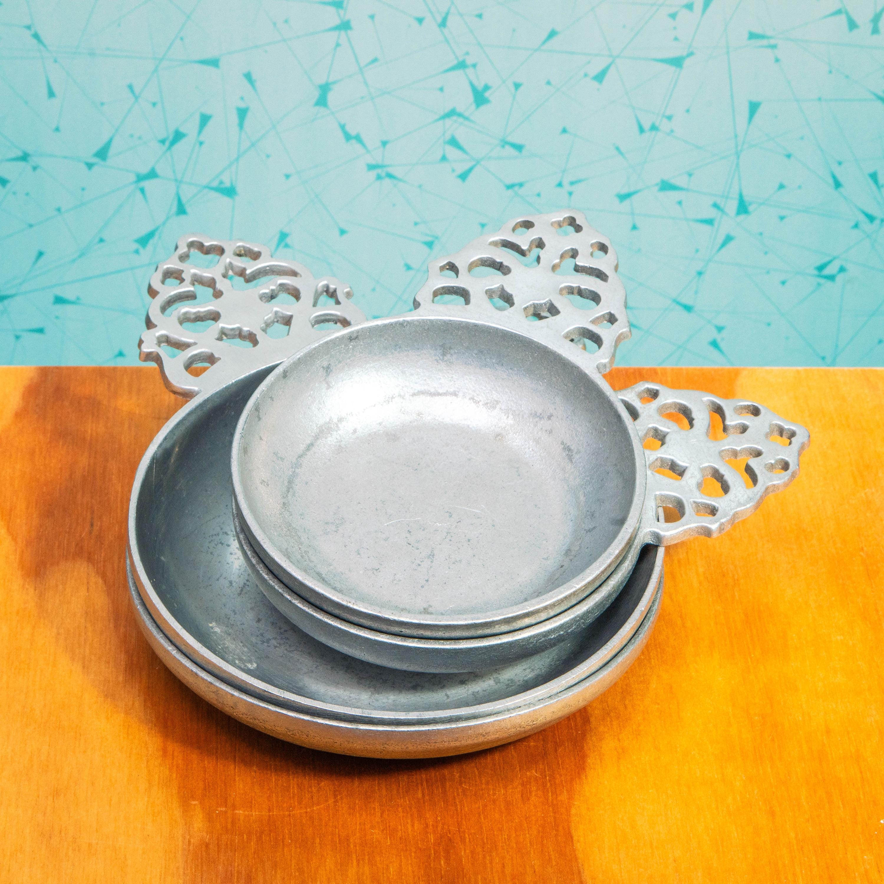 Vintage Set of 4 Pewter RWP Wilton Colombia Porridge Bowls | Mid
