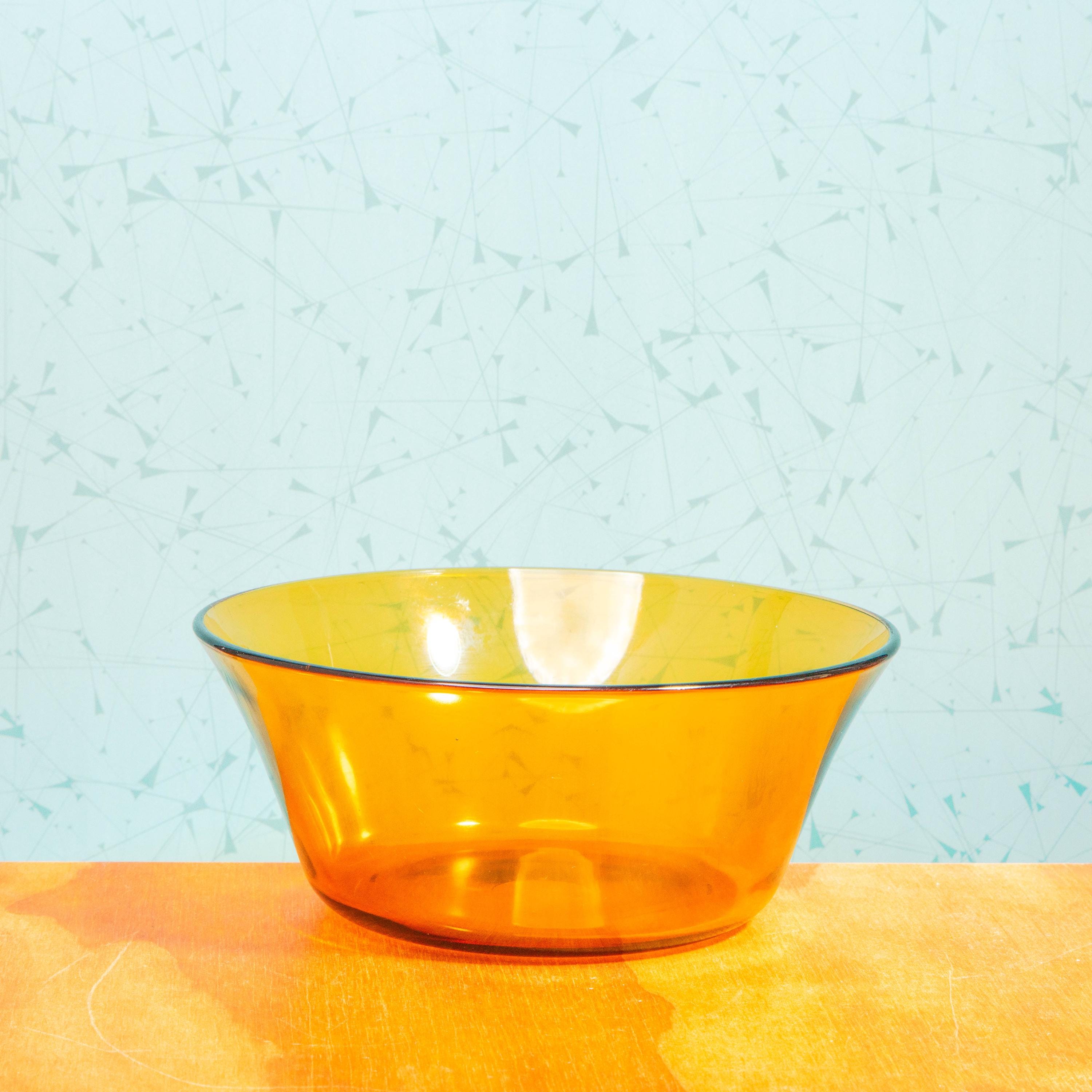 Vintage Duralex France 8 Inch Amber Glass Bowl | Mid Century Bakeware