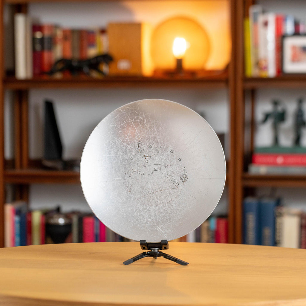 Vintage Pewter Kensington Deer Plate | Mid Century Kitchenware