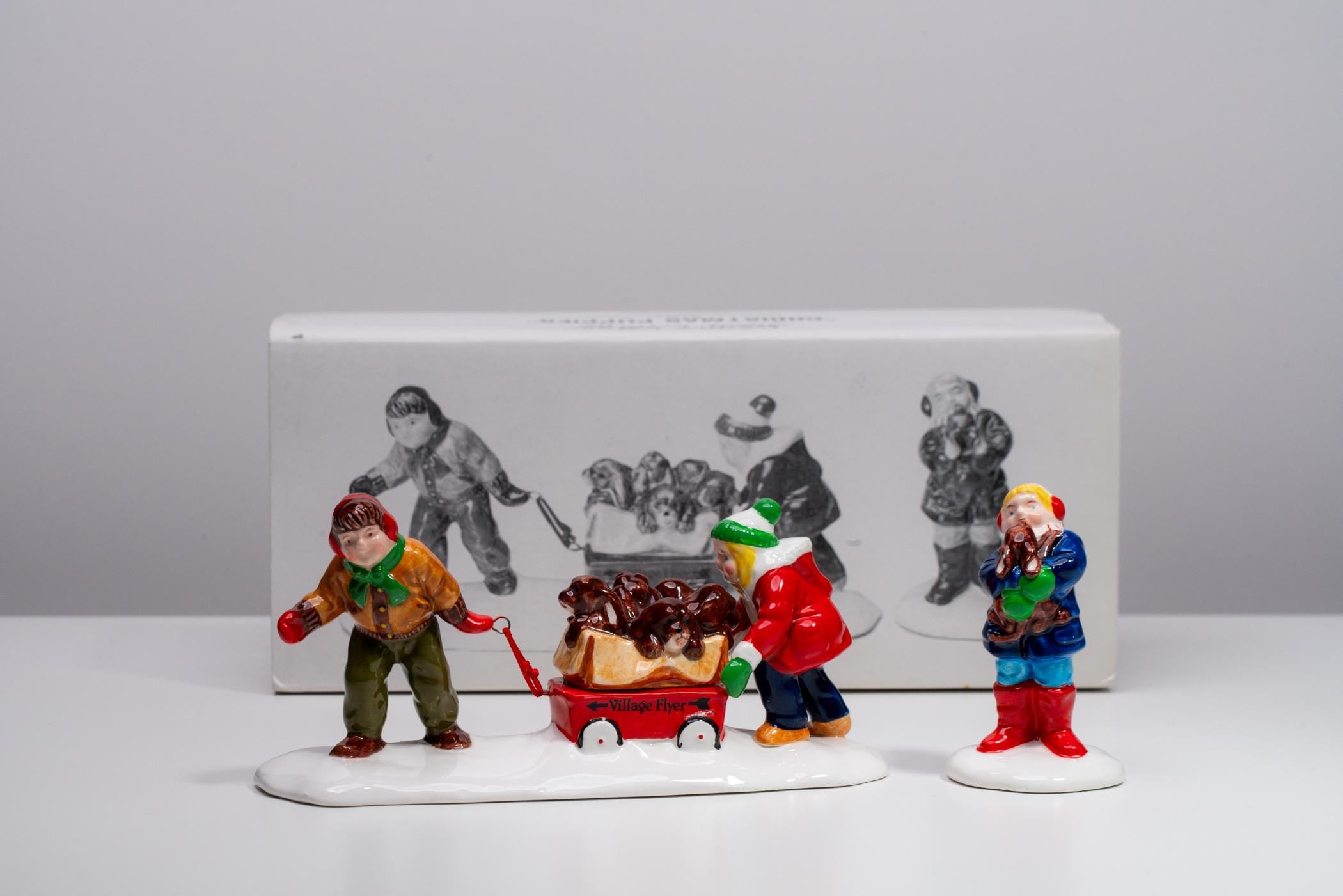Vintage Department 56 Snow Village Accessory - Christmas Puppies | Christmas Decoration