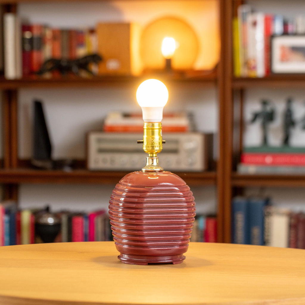 Vintage Red Beehive Desk Table Nightstand Lamp | Mid Century