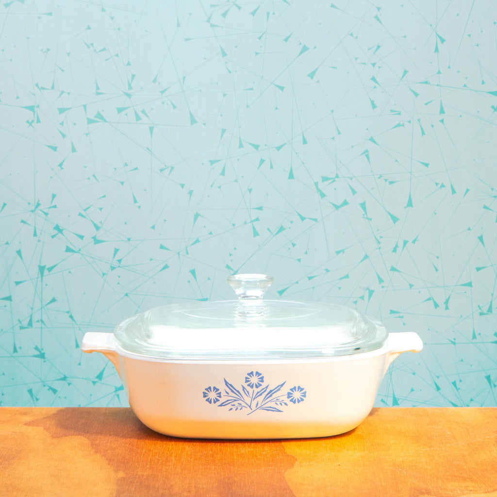 Corning Ware Blue Cornflower P-1-B 1 Quart Baking Dish with P-7-C Lid | Mid Century Bakeware