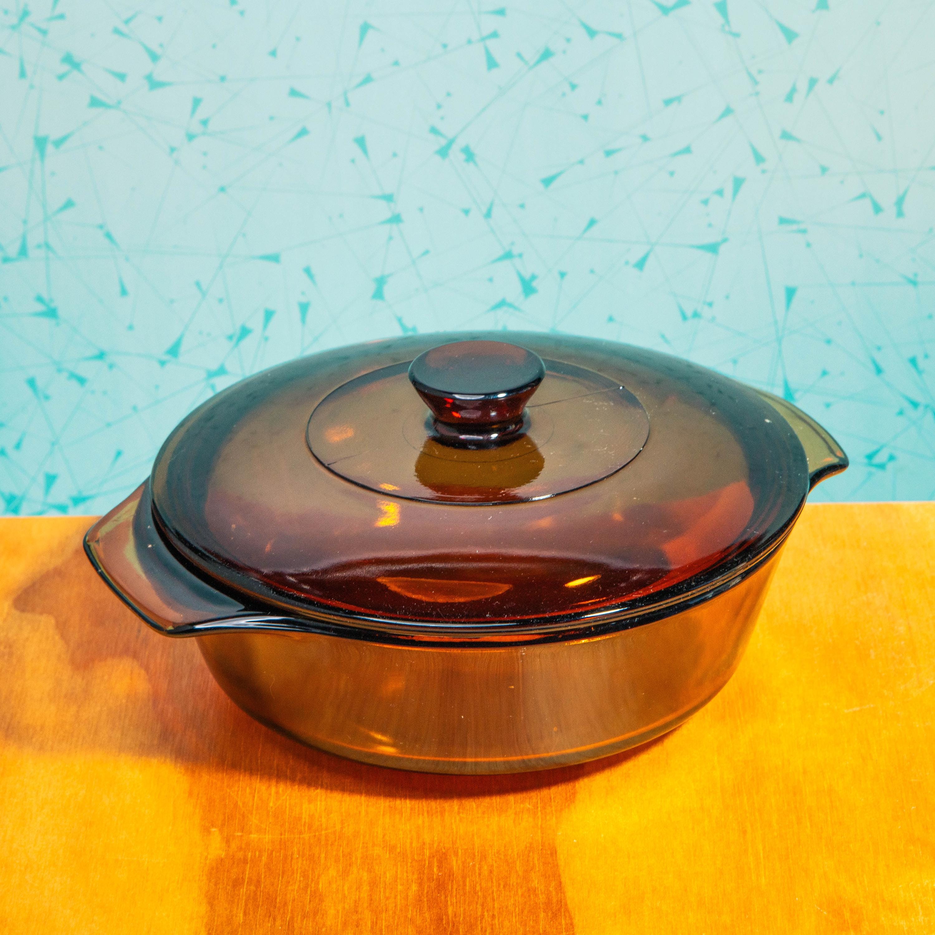 Vintage Anchor Hocking Fire King 436 1-Quart Amber Glass Baking Dish with Lid | Mid Century Bakeware