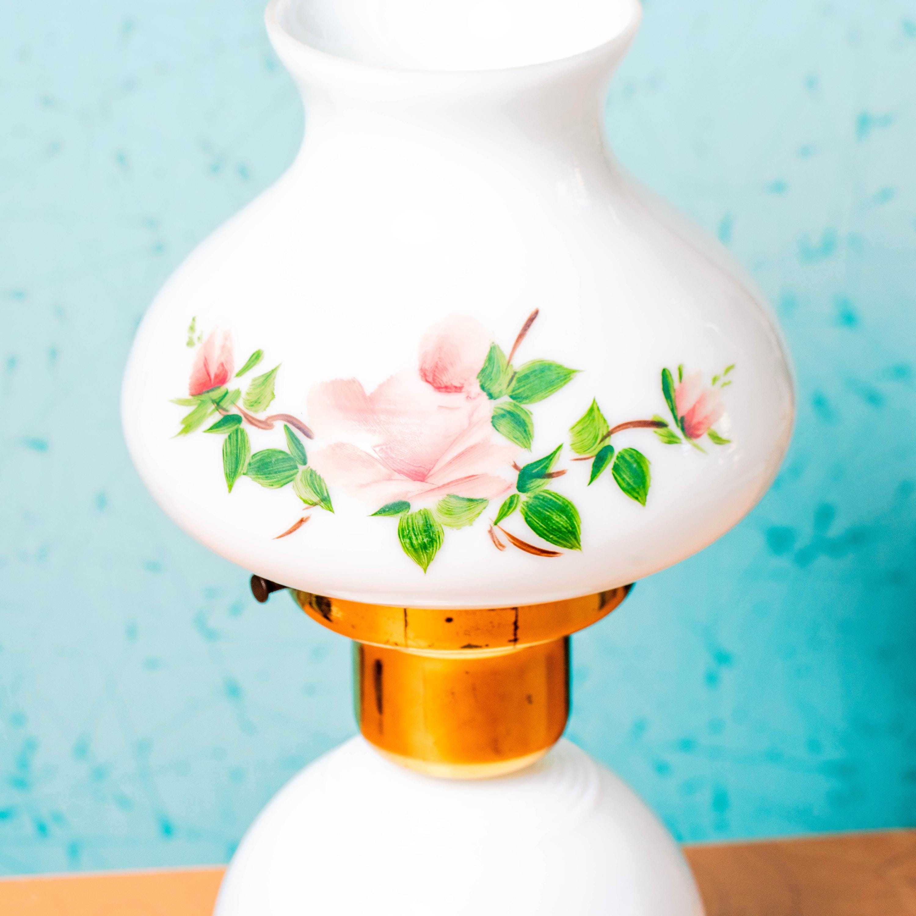 Vintage Gone With the Wind Style Hand-painted 2-Bulb Hurricane Lamp l | Mid Century