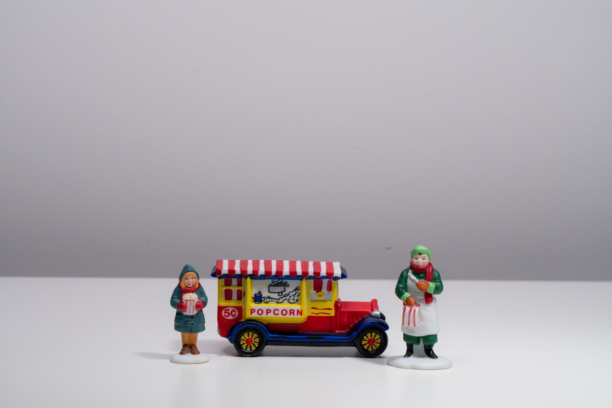 Vintage Department 56 Heritage Village Accessory - Popcorn Vendor | Christmas Decoration