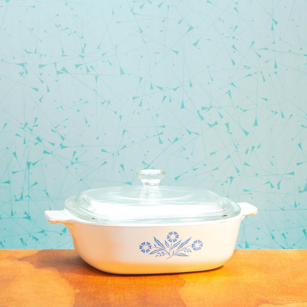 Corning Ware Blue Cornflower P-1-B 1 Quart Baking Dish with P-7-C Lid | Mid Century Bakeware