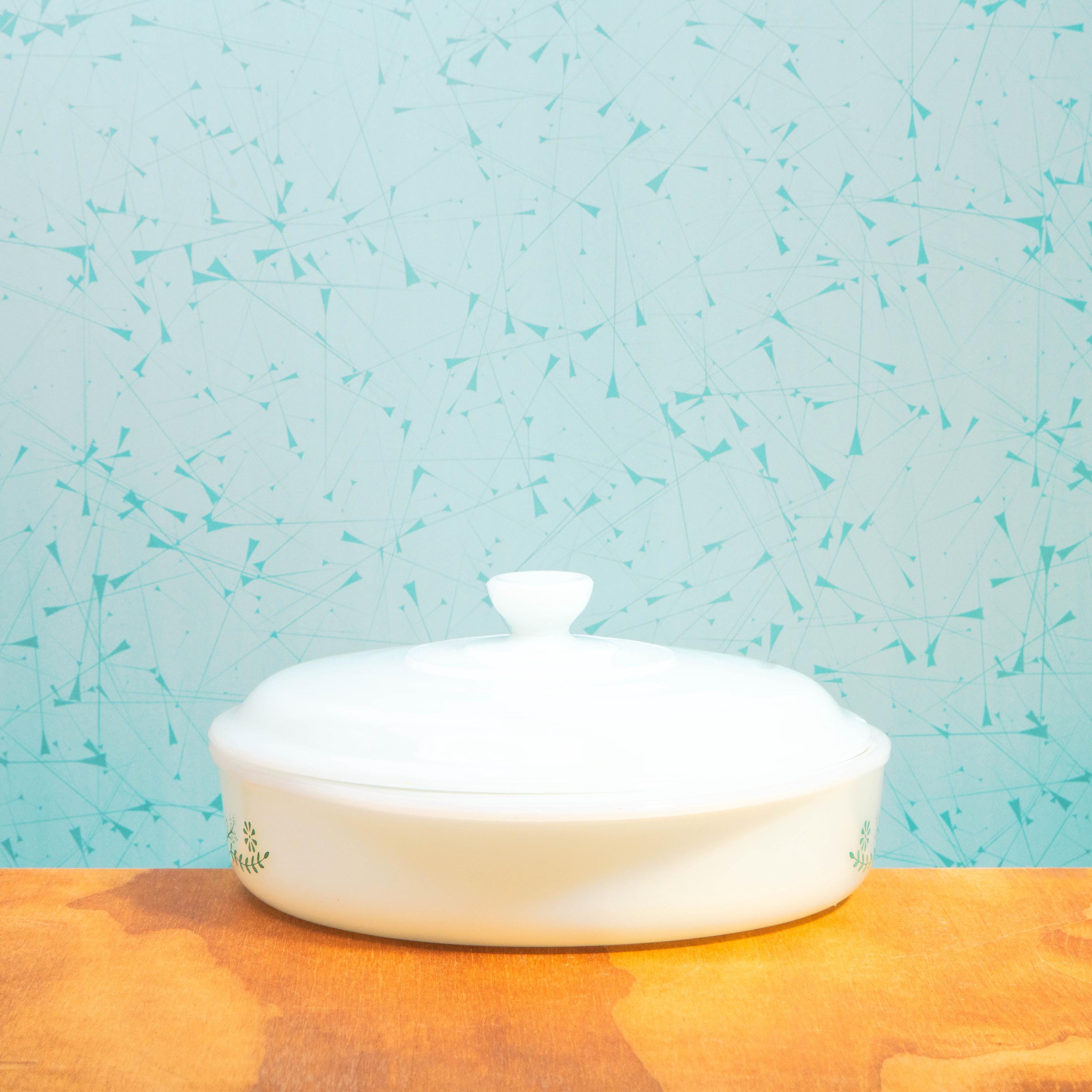 Vintage Glasbake J2429 8 Inch Baking Dish with Lid | Mid Century Bakeware