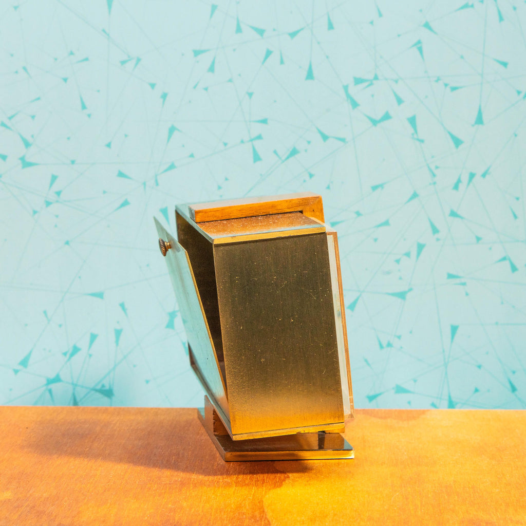 Vintage Phinney-Walker Brass and Wood Desktop Dual Clock and Barometer | Mid Century MCM