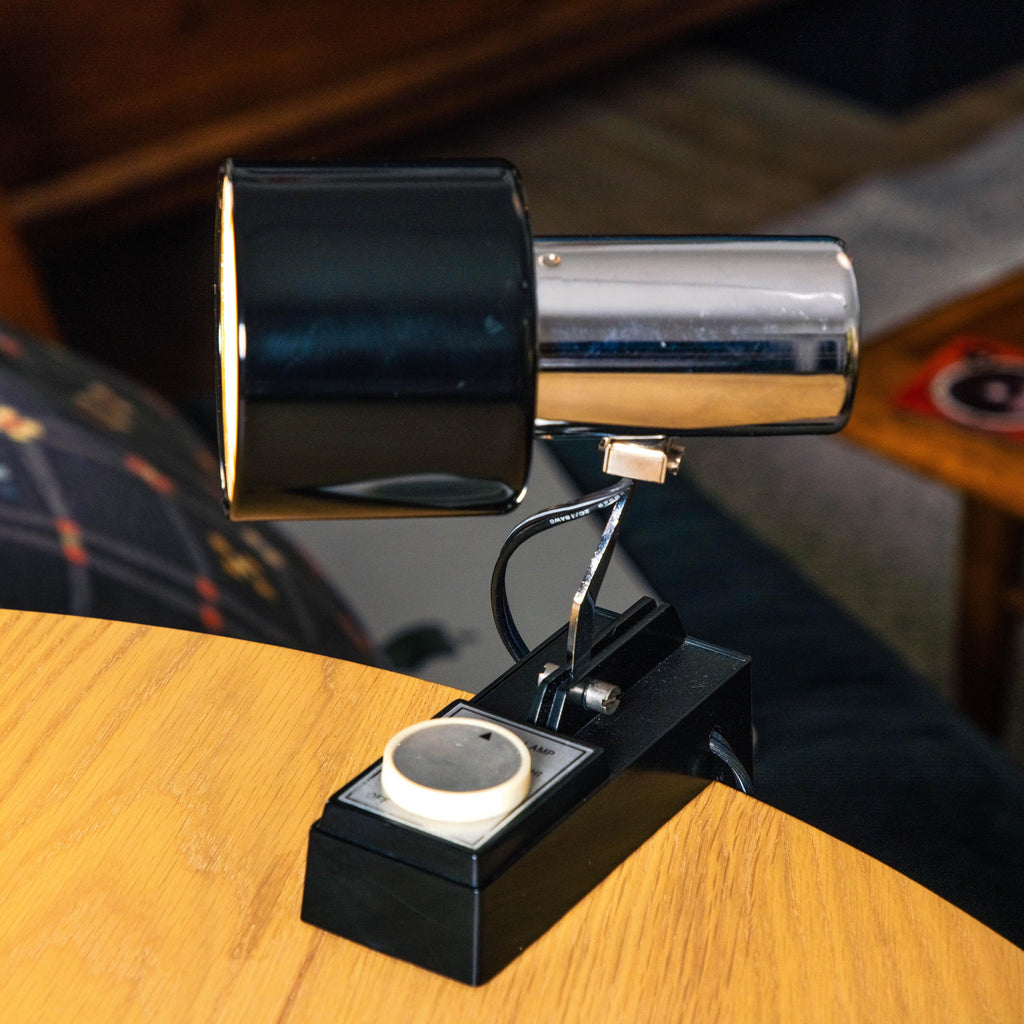 Vintage Adjustable Black and Chrome Clamping Desk Task Art Reading Lamp l | Mid Century