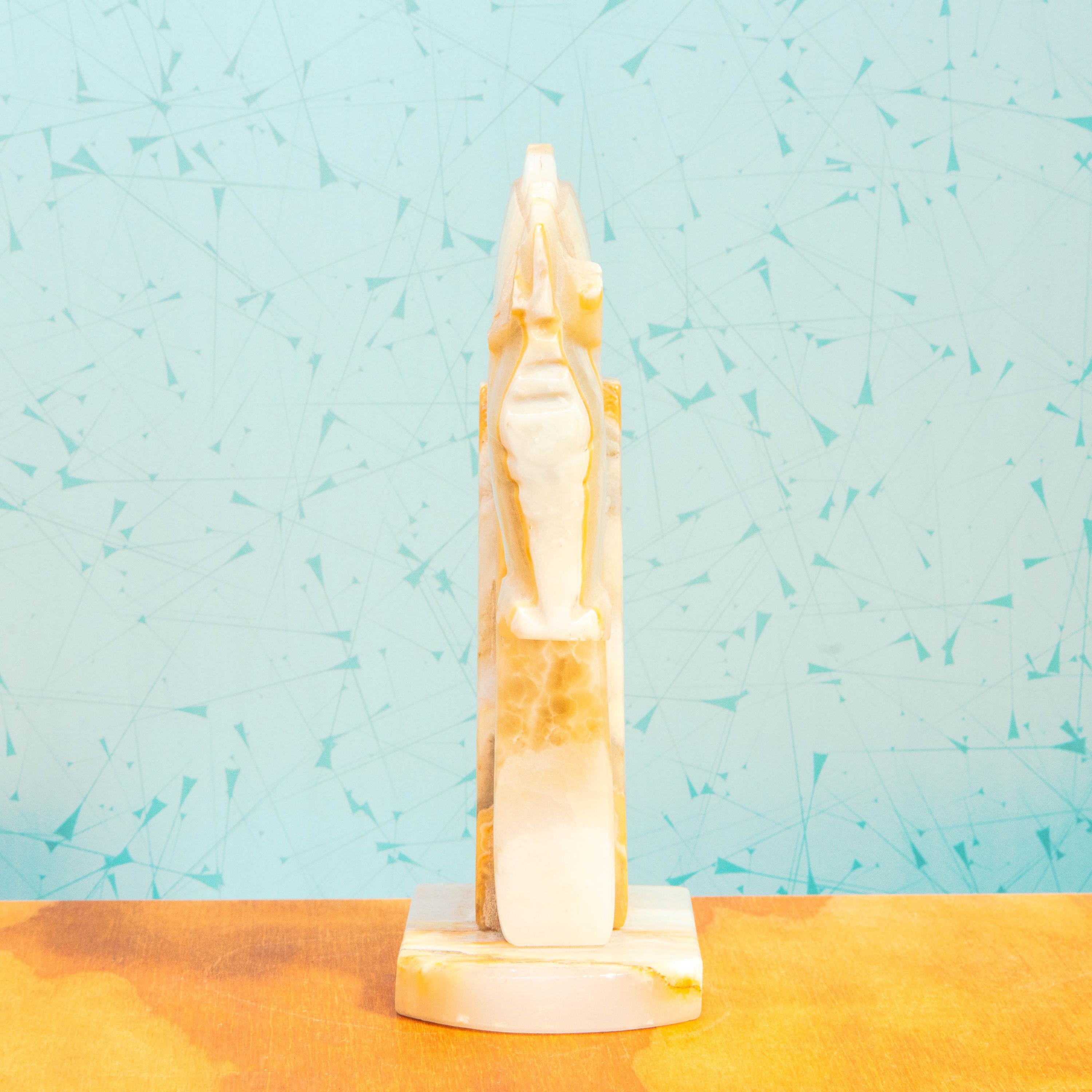 Vintage Onyx Horse Knight Chess Piece Book End | Mid Century Decor