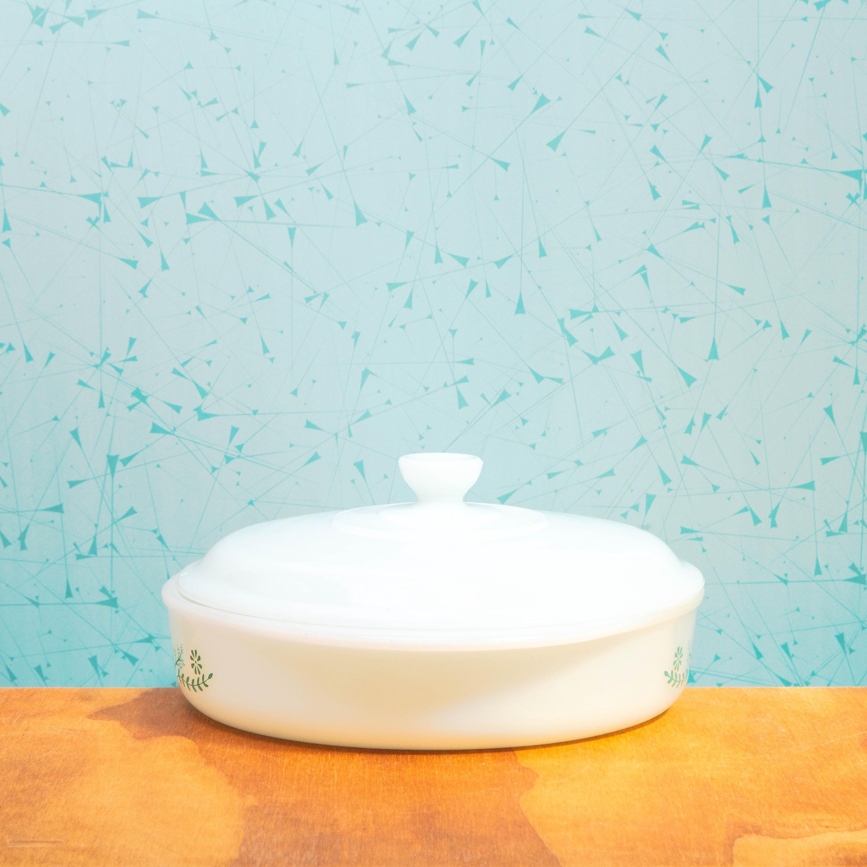 Vintage Glasbake J2429 8 Inch Baking Dish with Lid | Mid Century Bakeware