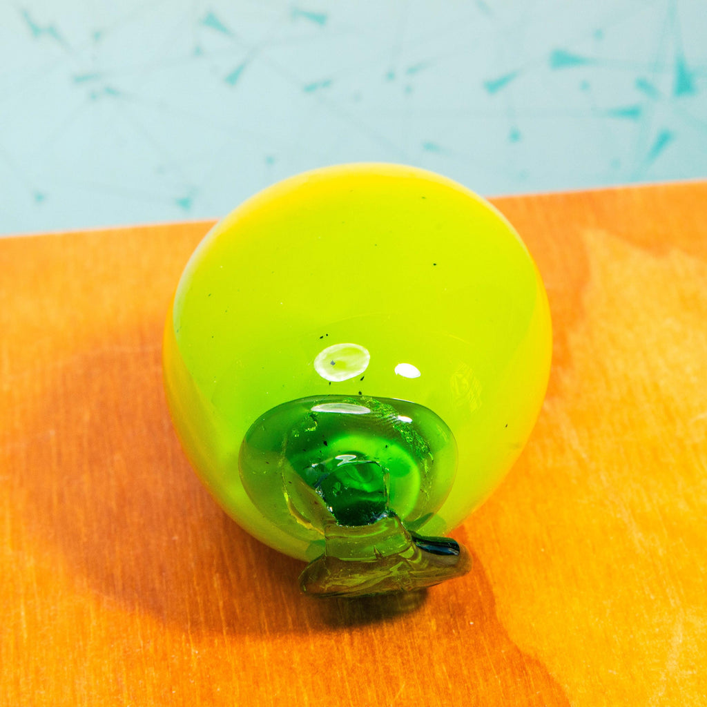 Vintage Set of Hand Blown Glass Fruit Sculptures | Includes 1 Lemon, 2 Green Apples, and 2 Green Bell Peppers