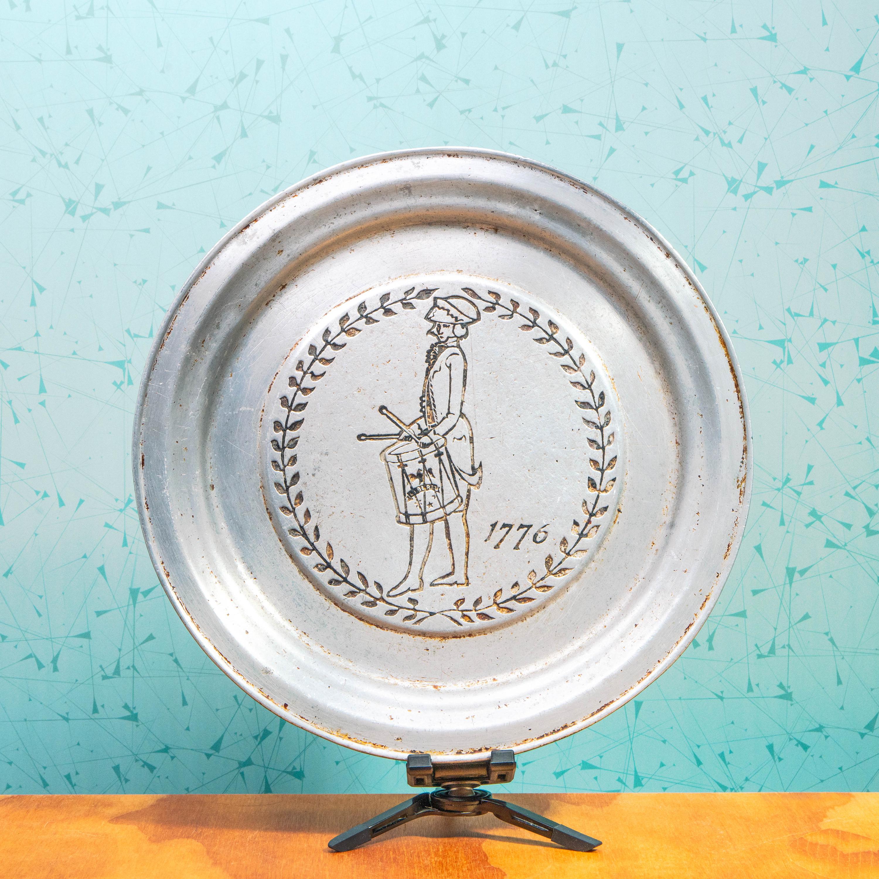 Vintage Pewter 1776 RWP Wilton Colombia Plate | Mid Century Kitchenware