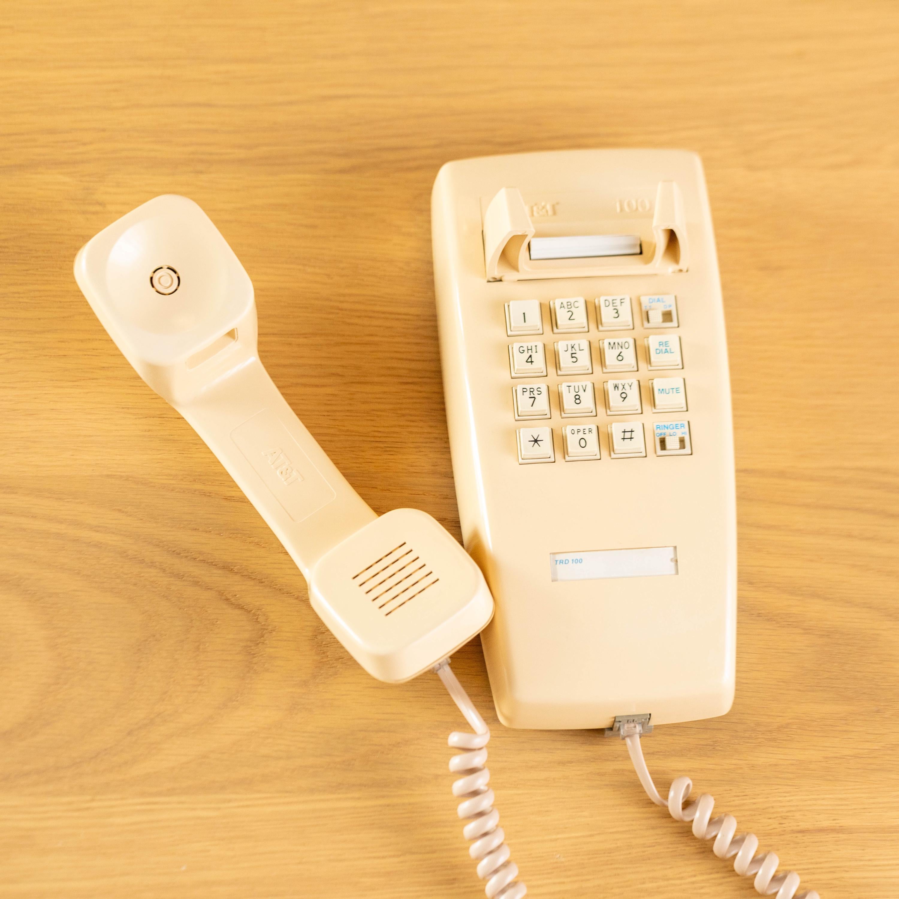 Vintage AT&T TRD 100 Beige Wall Phone | Mid Century Electronics