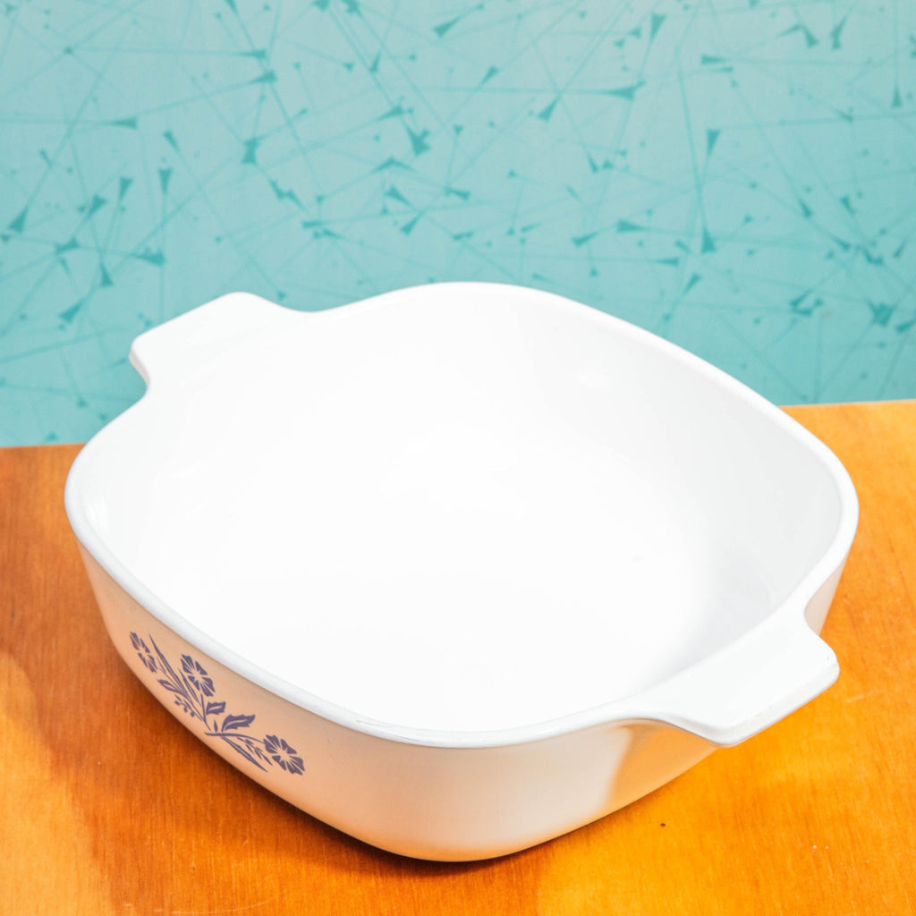 Corning Ware Blue Cornflower P-1-B 1 Quart Baking Dish with Pyrex A7C Lid | Mid Century Bakeware