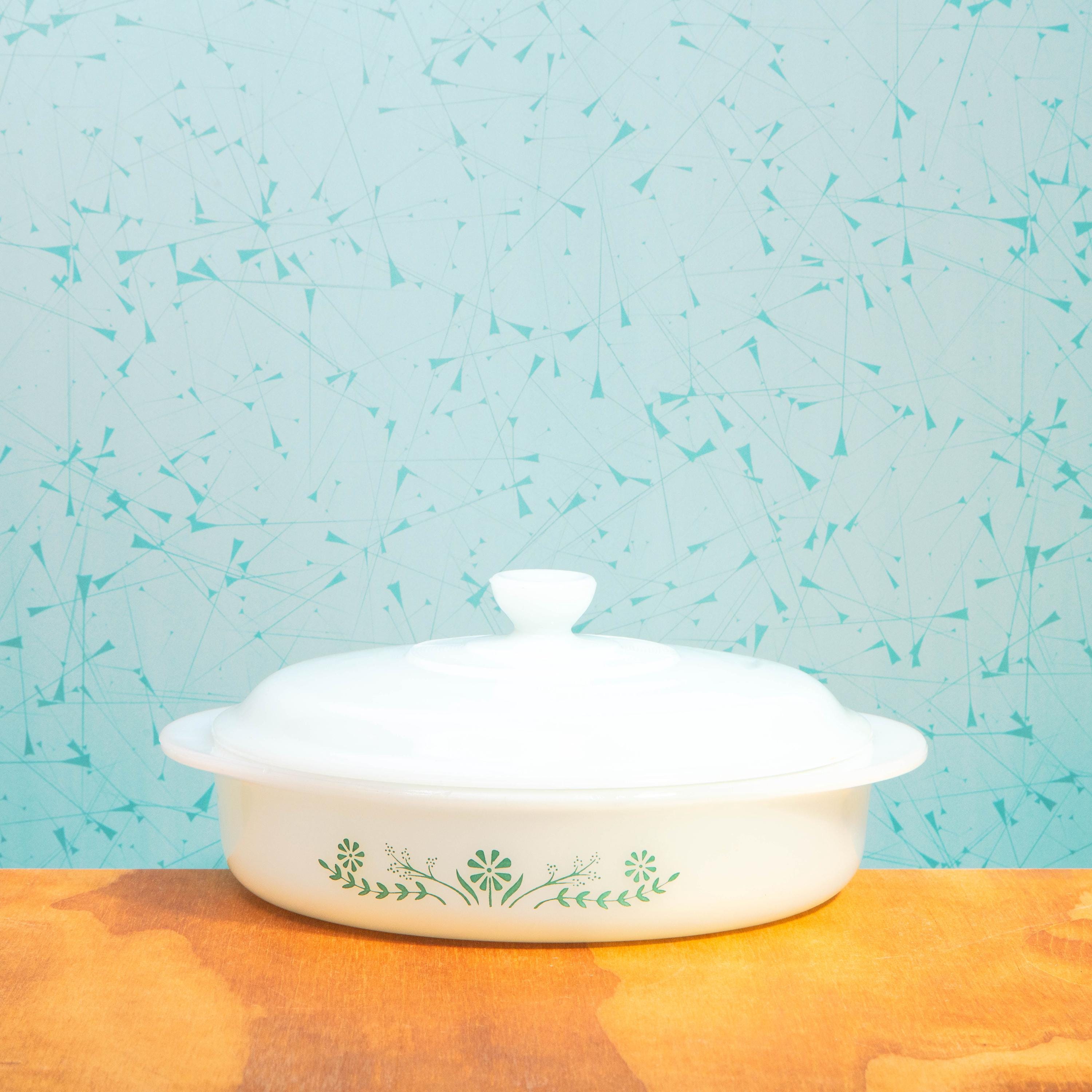 Vintage Glasbake J2429 8 Inch Baking Dish with Lid | Mid Century Bakeware