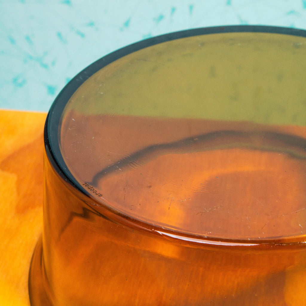 Vintage Arcopal France 8.5 Inch Amber Glass Bowl | Mid Century Bakeware